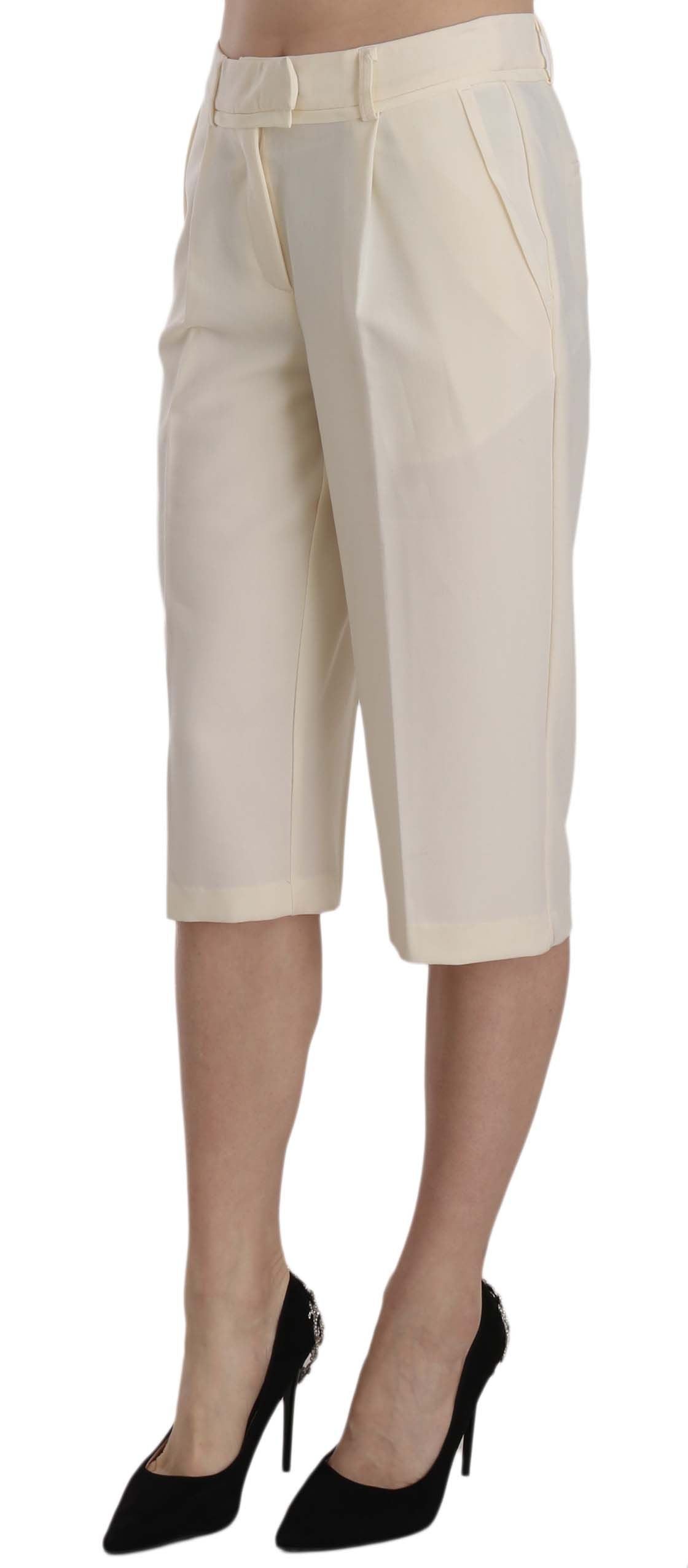 Silvian Heach Pantalon court droit élégant en crème