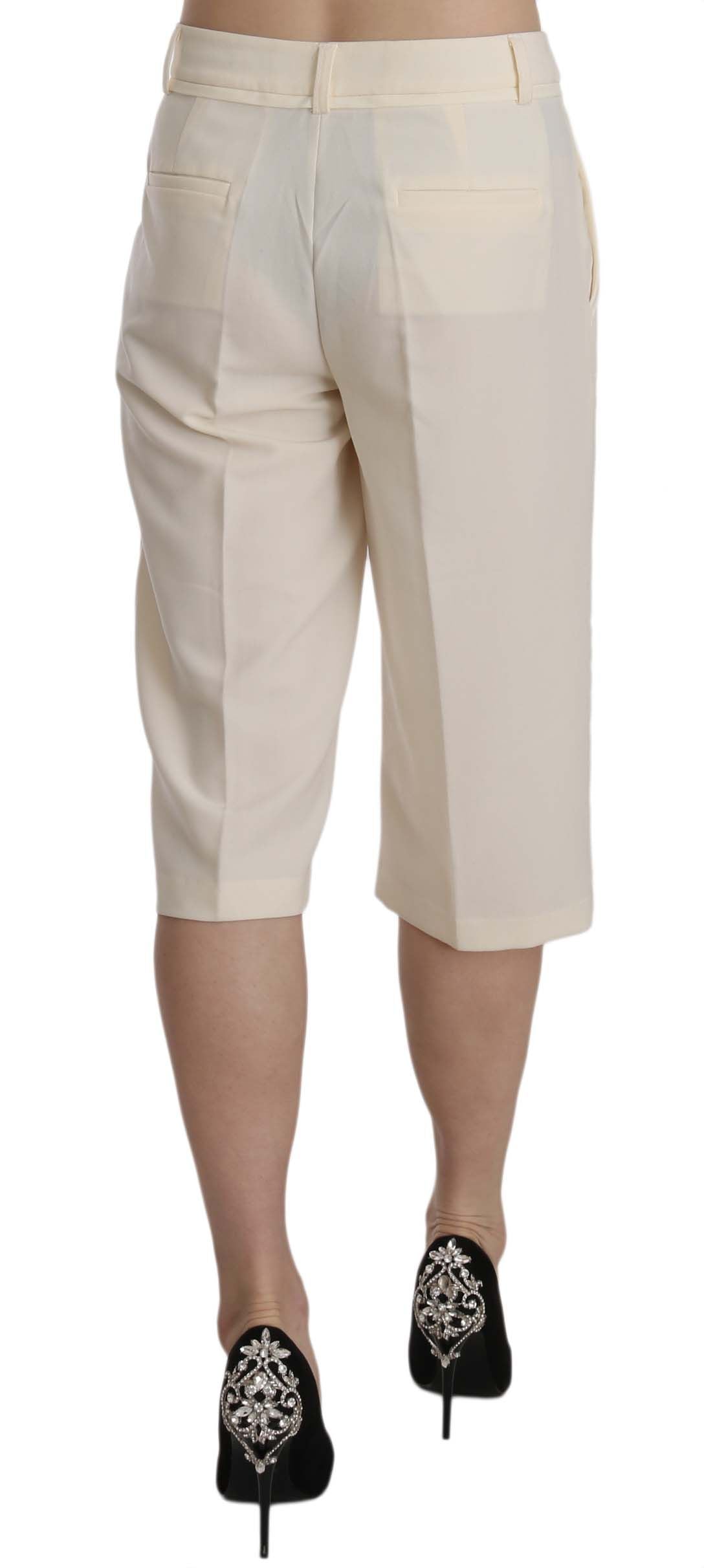 Silvian Heach Pantalon court droit élégant en crème