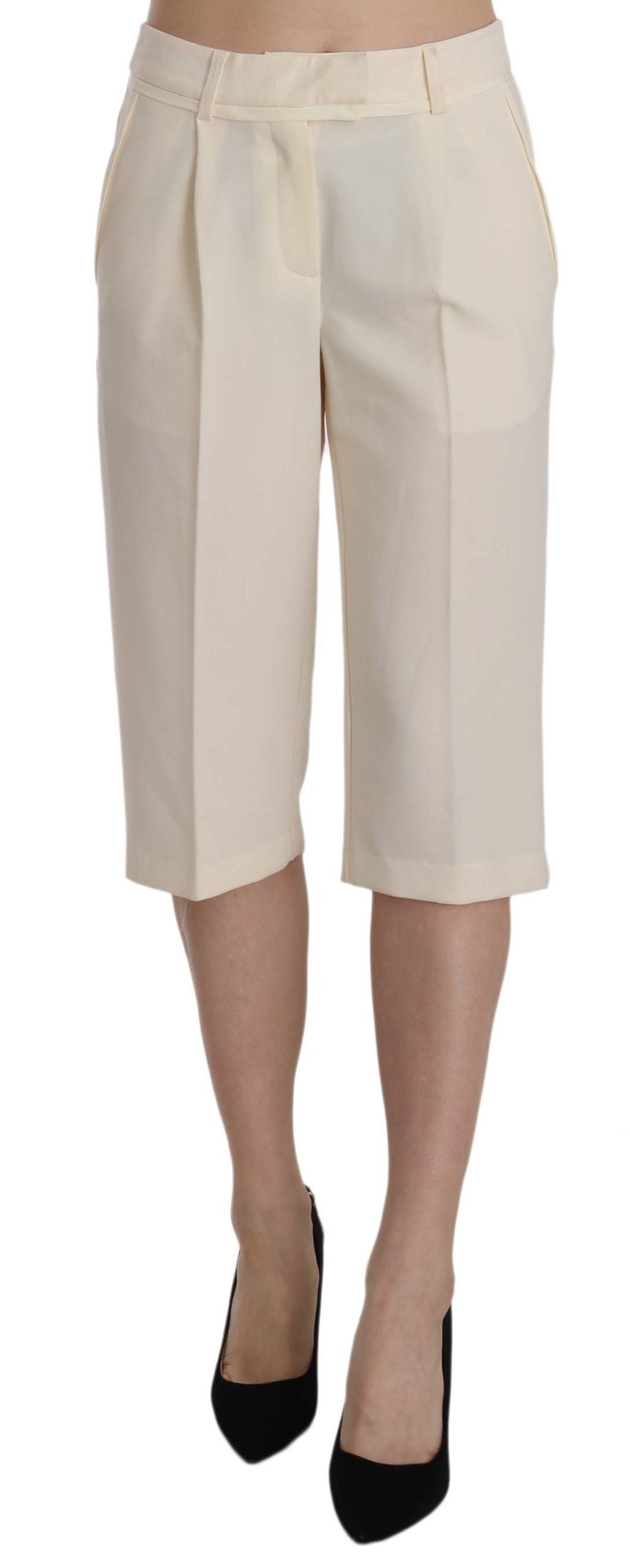 Silvian Heach Pantalon court droit élégant en crème