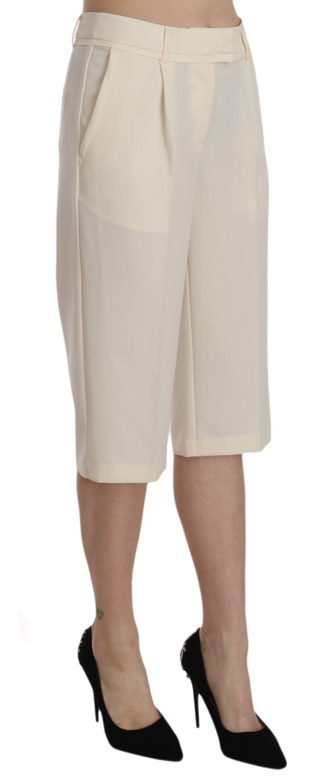 Silvian Heach Pantalon court droit élégant en crème