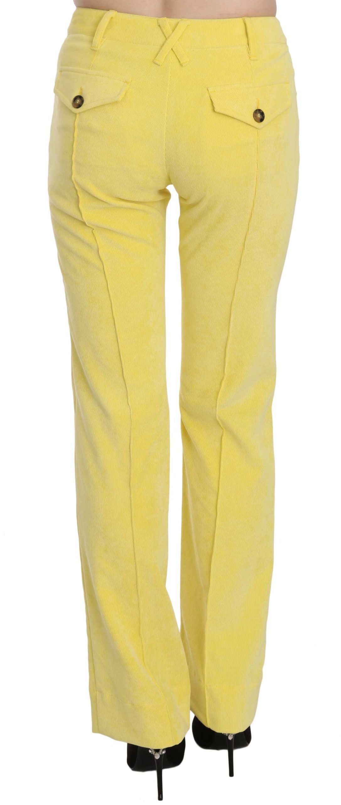 Just Cavalli Pantalon chic en velours côtelé jaune taille moyenne