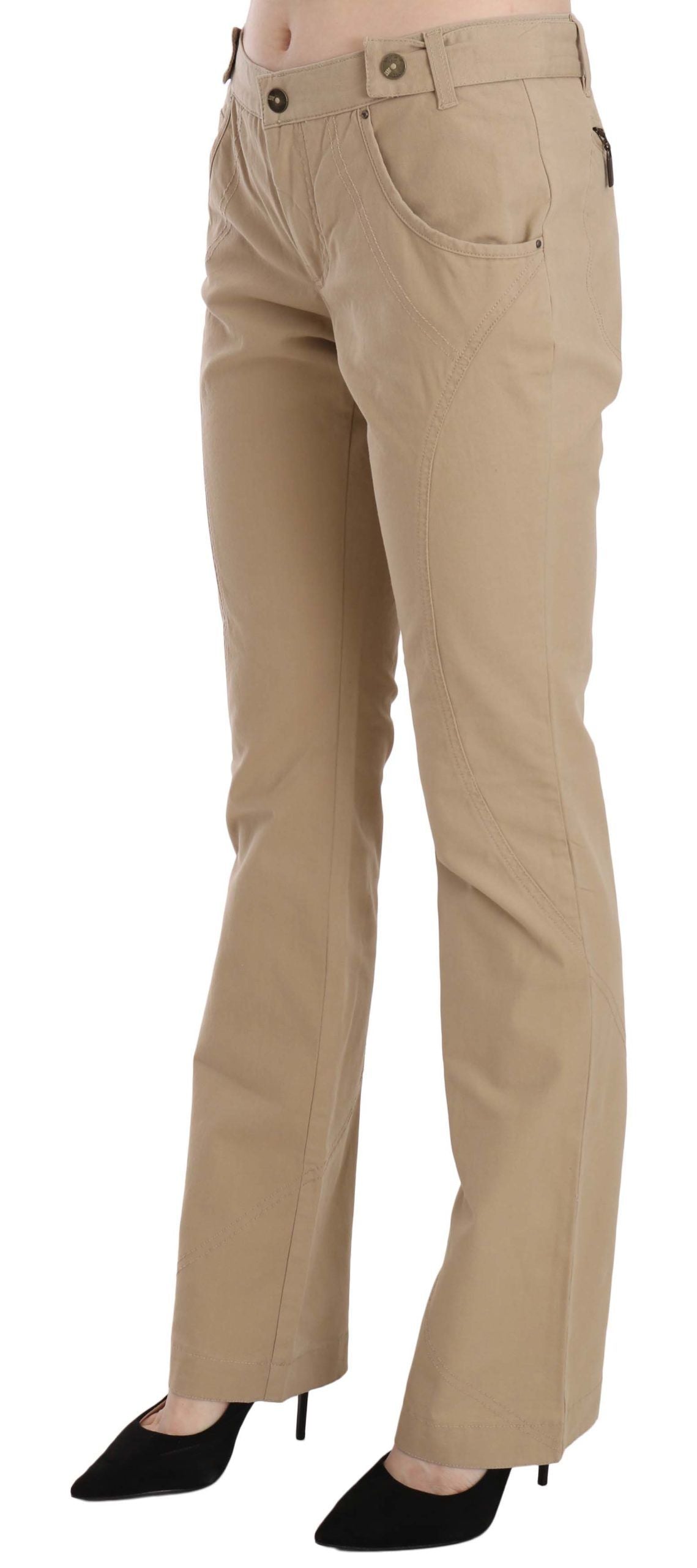 Just Cavalli Pantalon droit taille moyenne beige