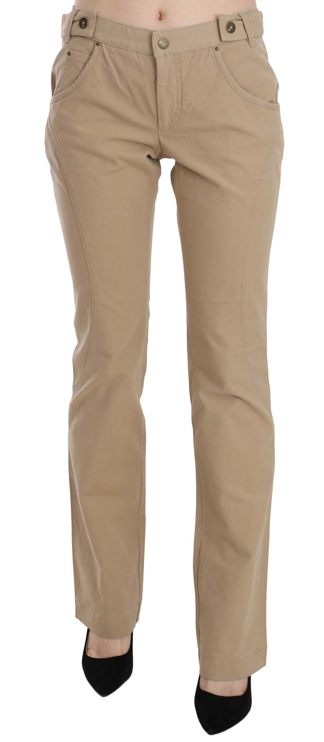 Just Cavalli Pantalon droit taille moyenne beige