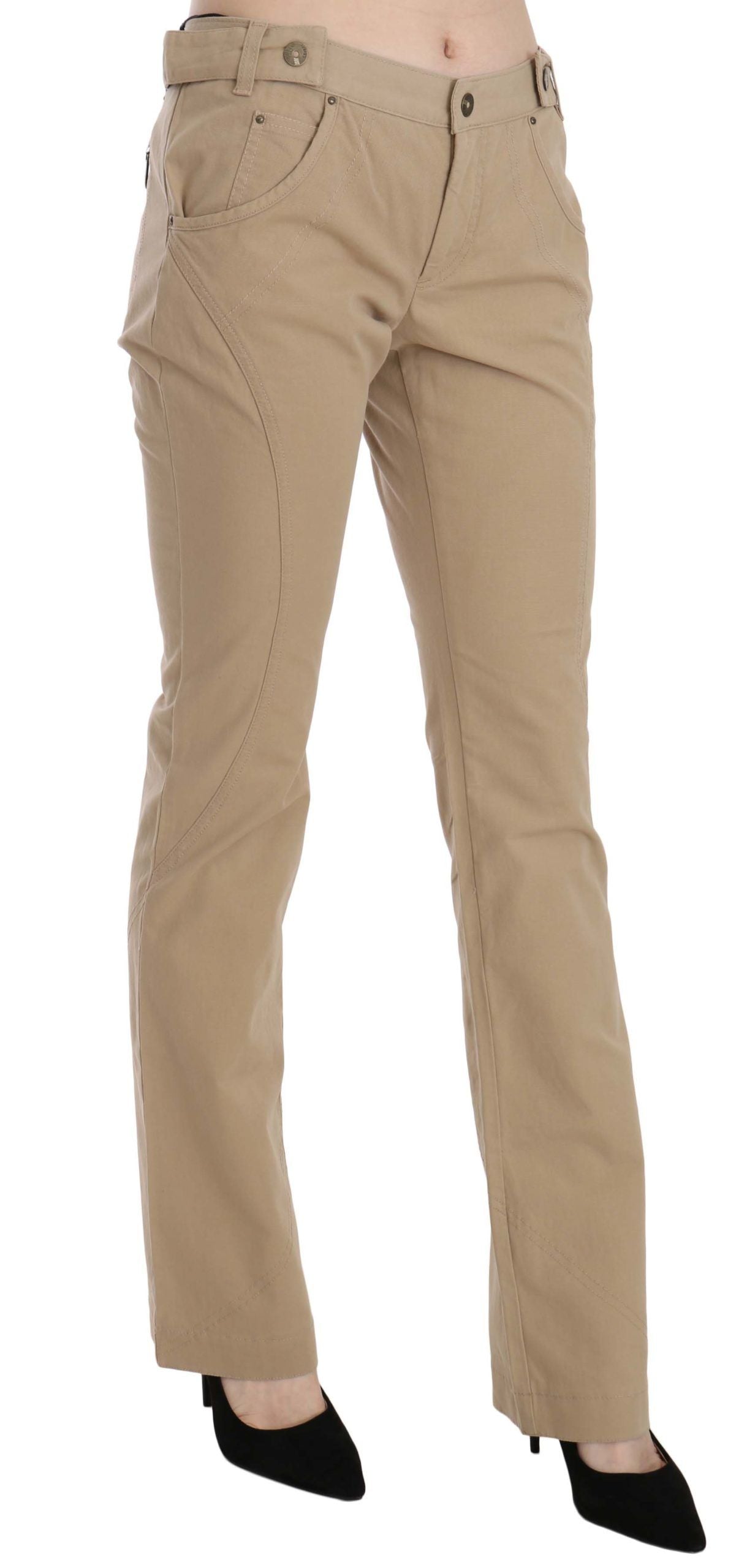 Just Cavalli Pantalon droit taille moyenne beige