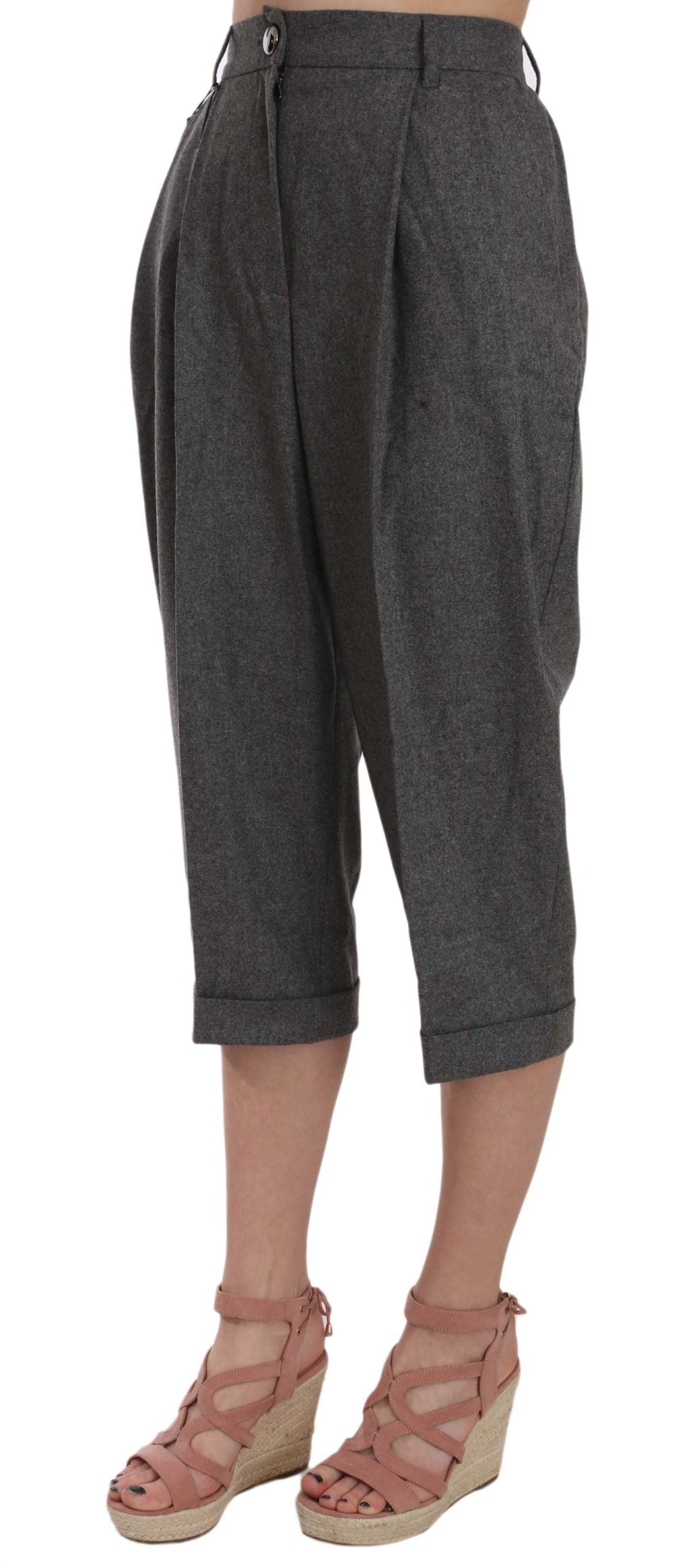 Dolce &amp; Gabbana Pantalon plissé élégant en laine et cachemire gris