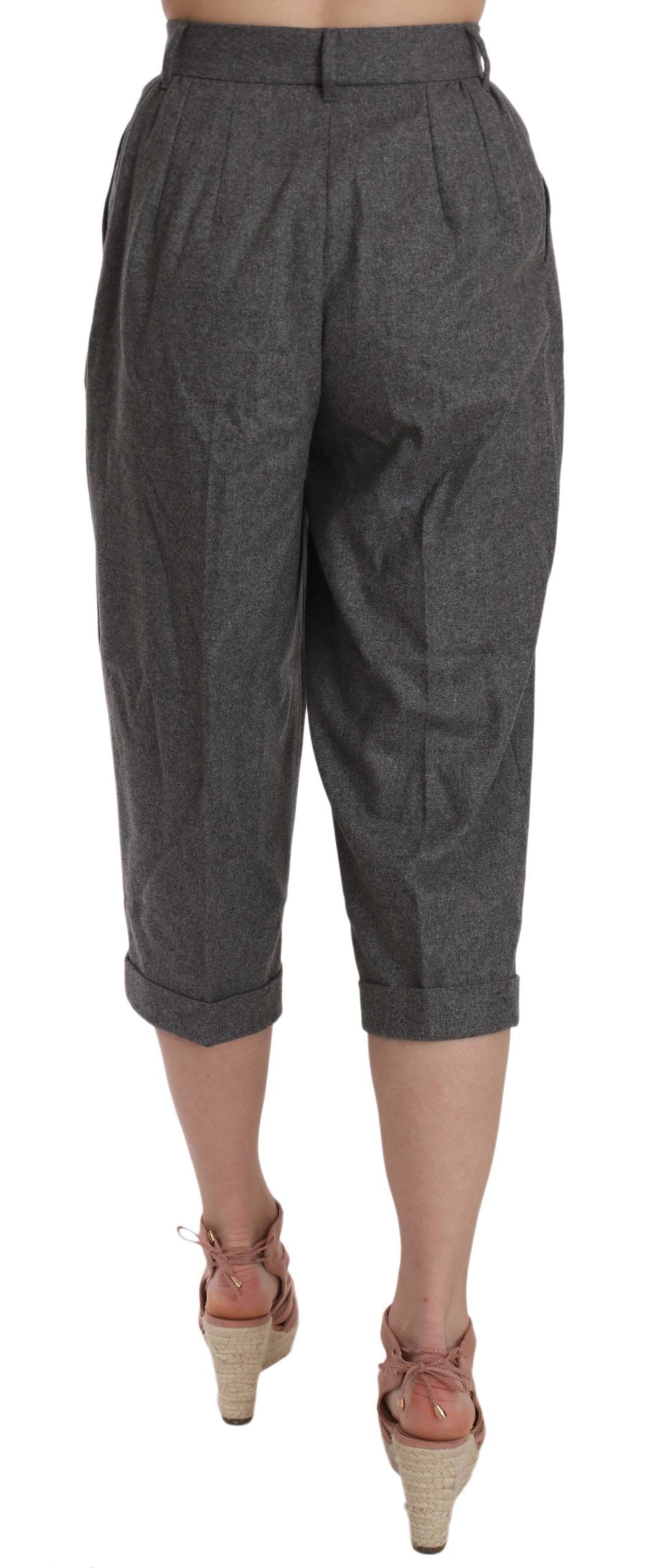 Dolce &amp; Gabbana Pantalon plissé élégant en laine et cachemire gris