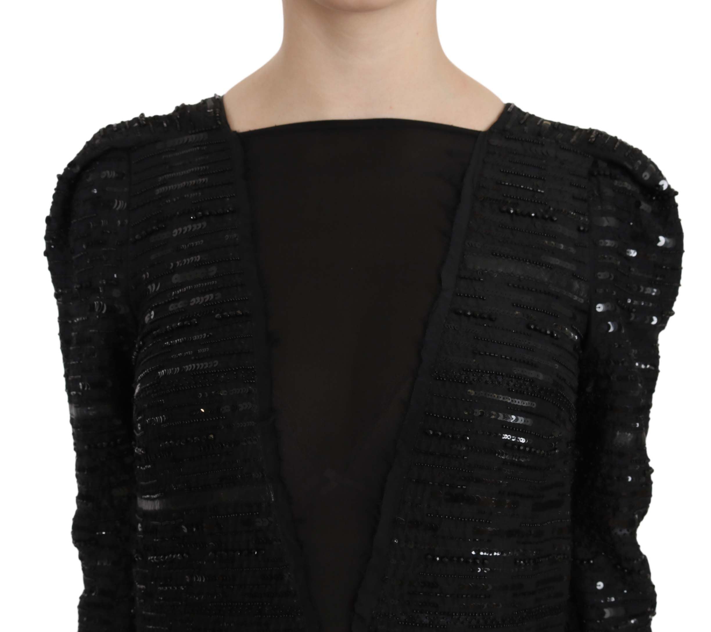 John Richmond Robe longue fourreau en soie noire avec paillettes