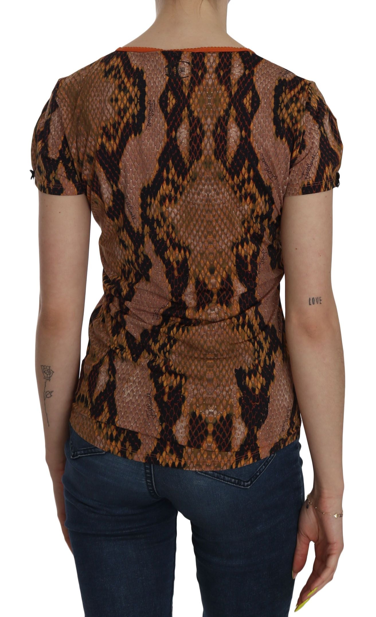 Just Cavalli - Blouse séduisante à motif peau de serpent marron