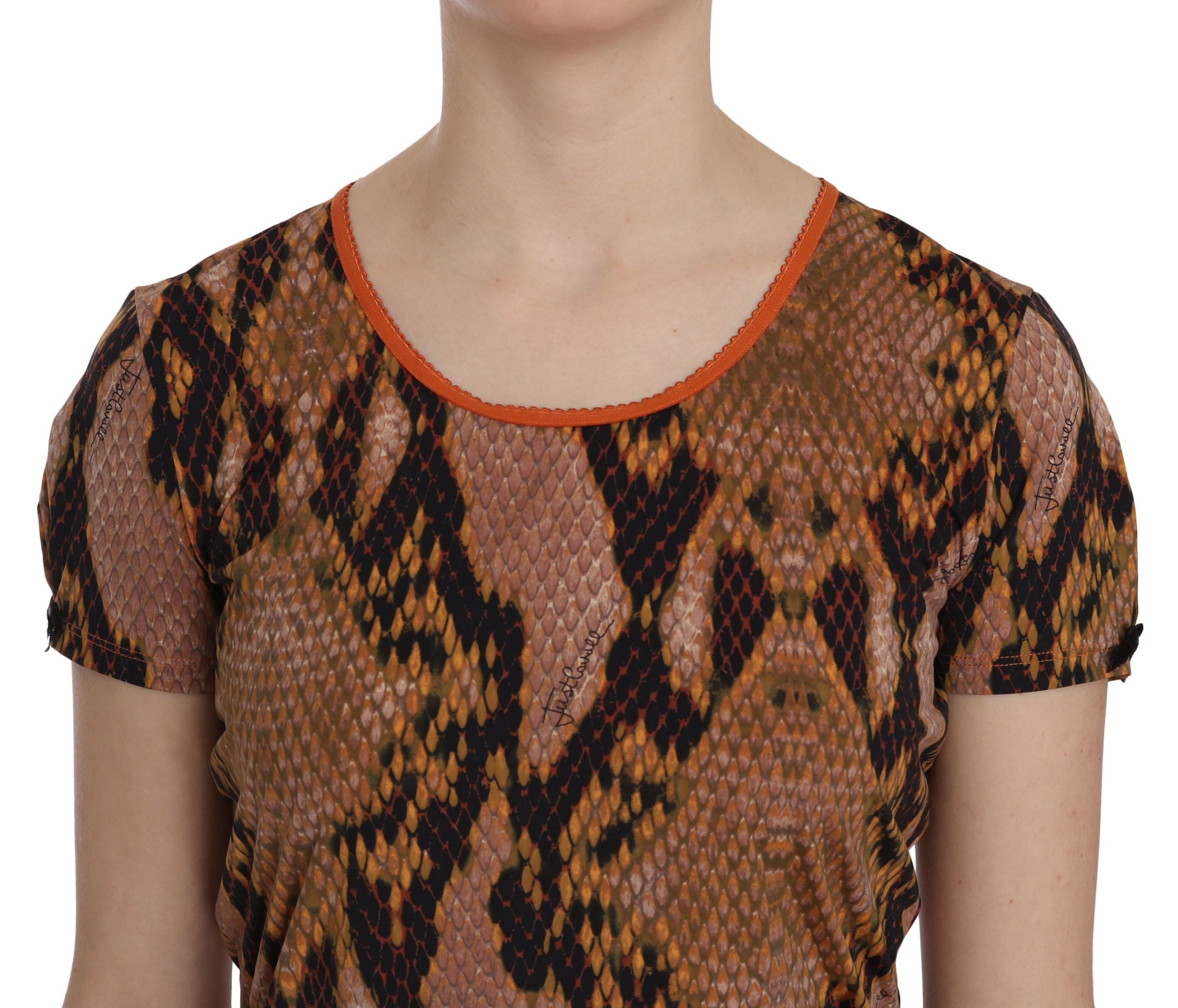 Just Cavalli - Blouse séduisante à motif peau de serpent marron