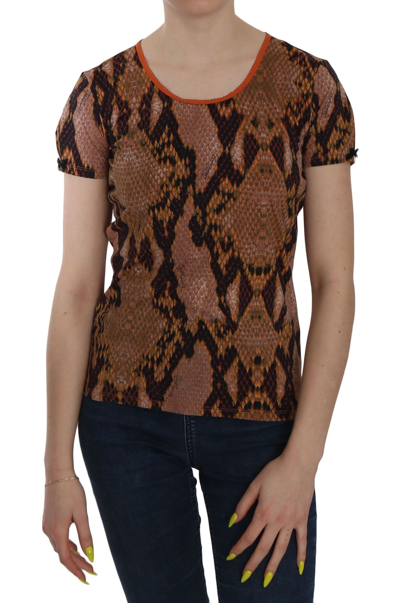 Just Cavalli - Blouse séduisante à motif peau de serpent marron