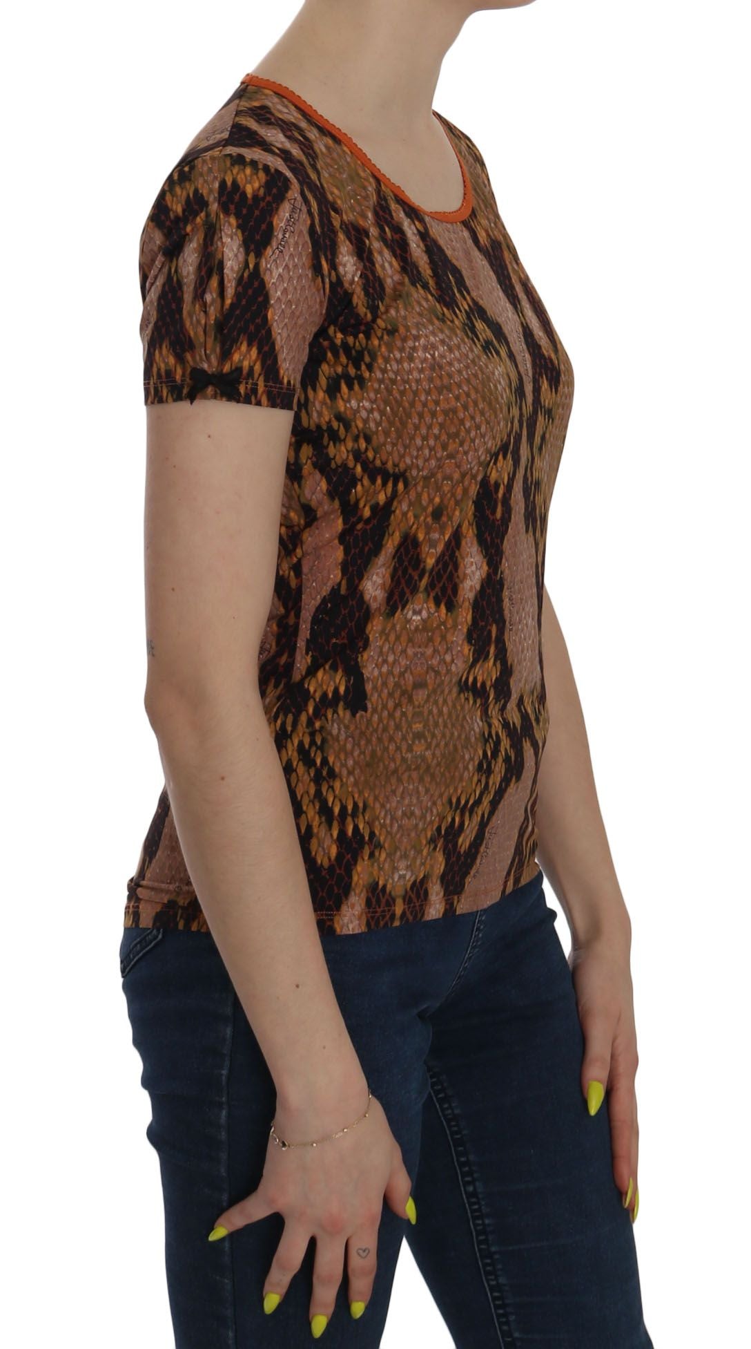 Just Cavalli - Blouse séduisante à motif peau de serpent marron