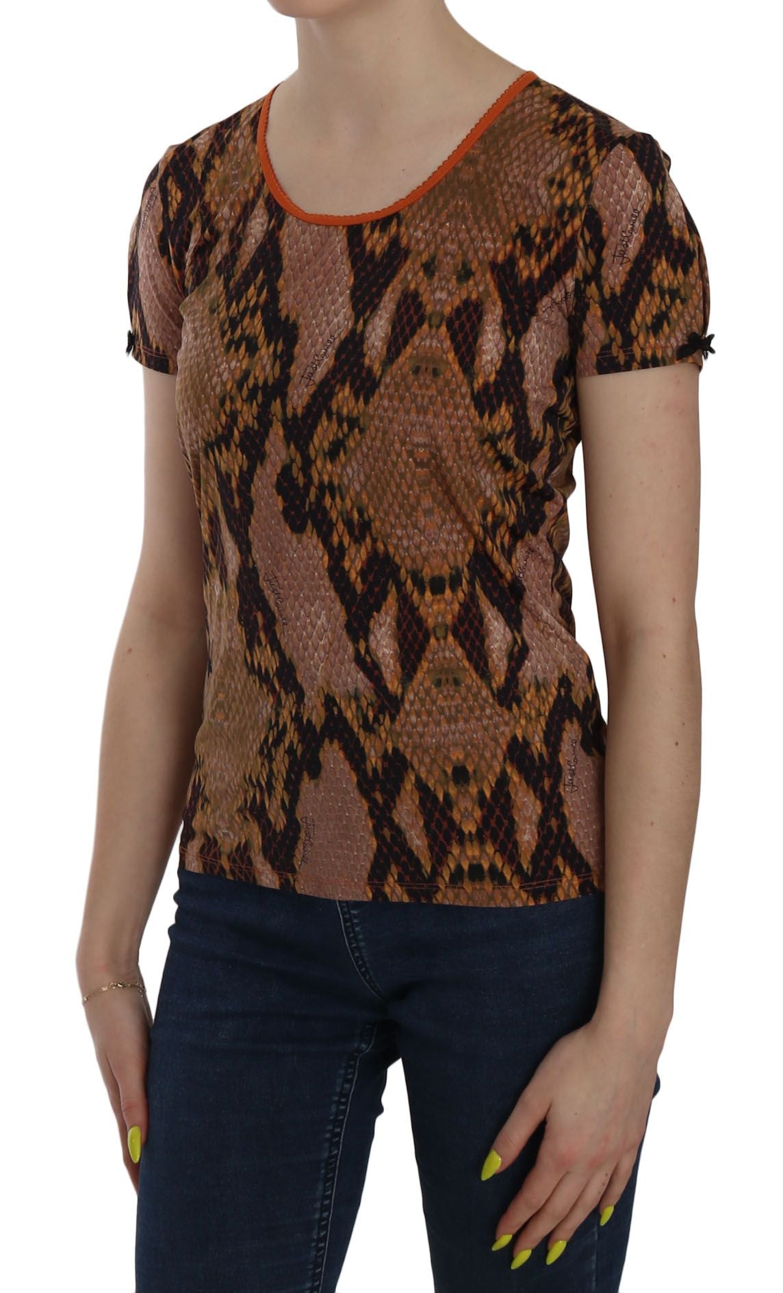 Just Cavalli - Blouse séduisante à motif peau de serpent marron