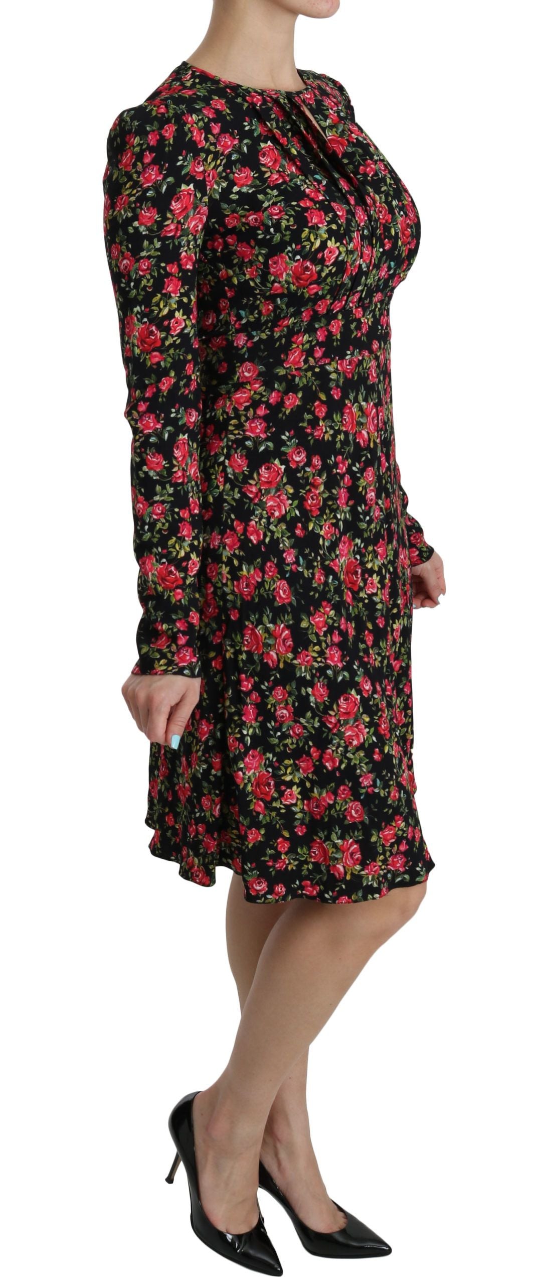 Dolce &amp; Gabbana Robe trapèze florale en viscose longueur genou