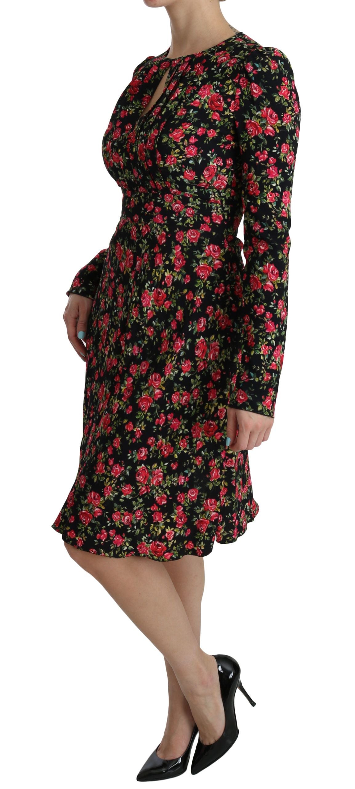 Dolce &amp; Gabbana Robe trapèze florale en viscose longueur genou