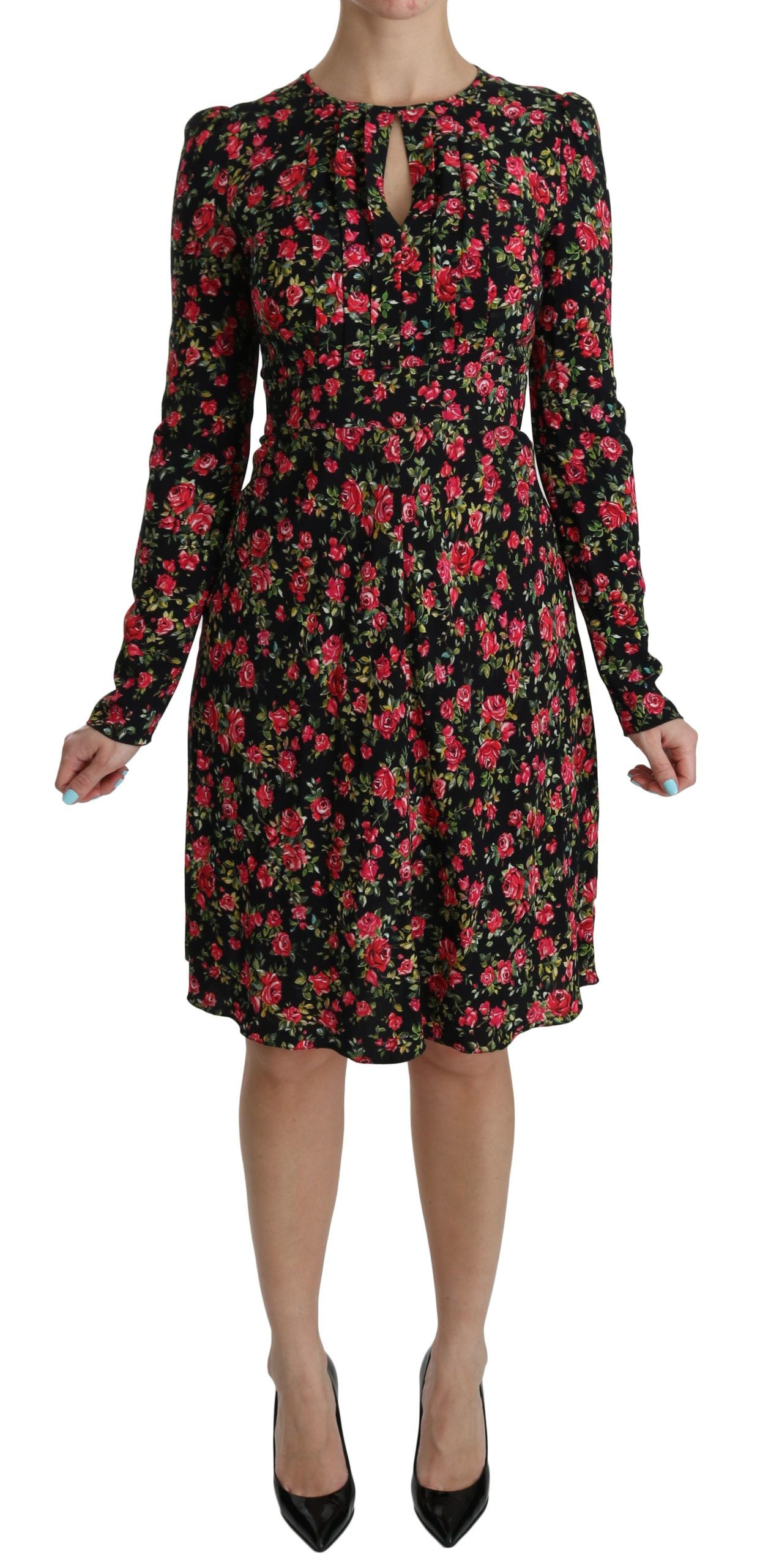 Dolce &amp; Gabbana Robe trapèze florale en viscose longueur genou