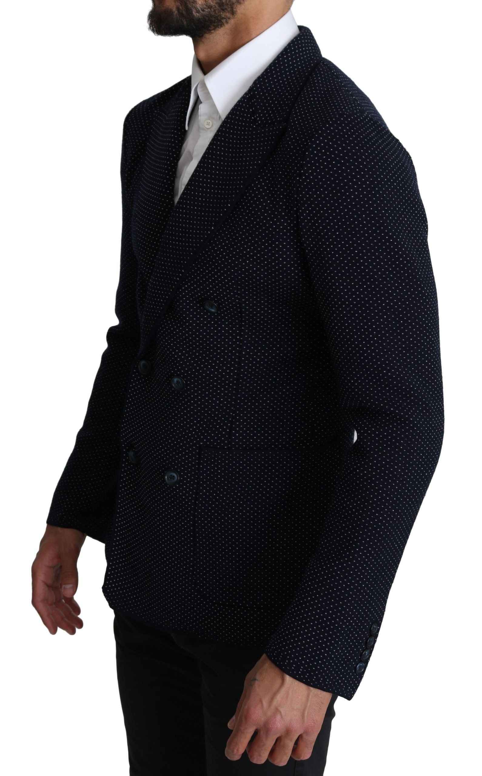 Dolce &amp; Gabbana Blazer slim à pois bleu foncé élégant