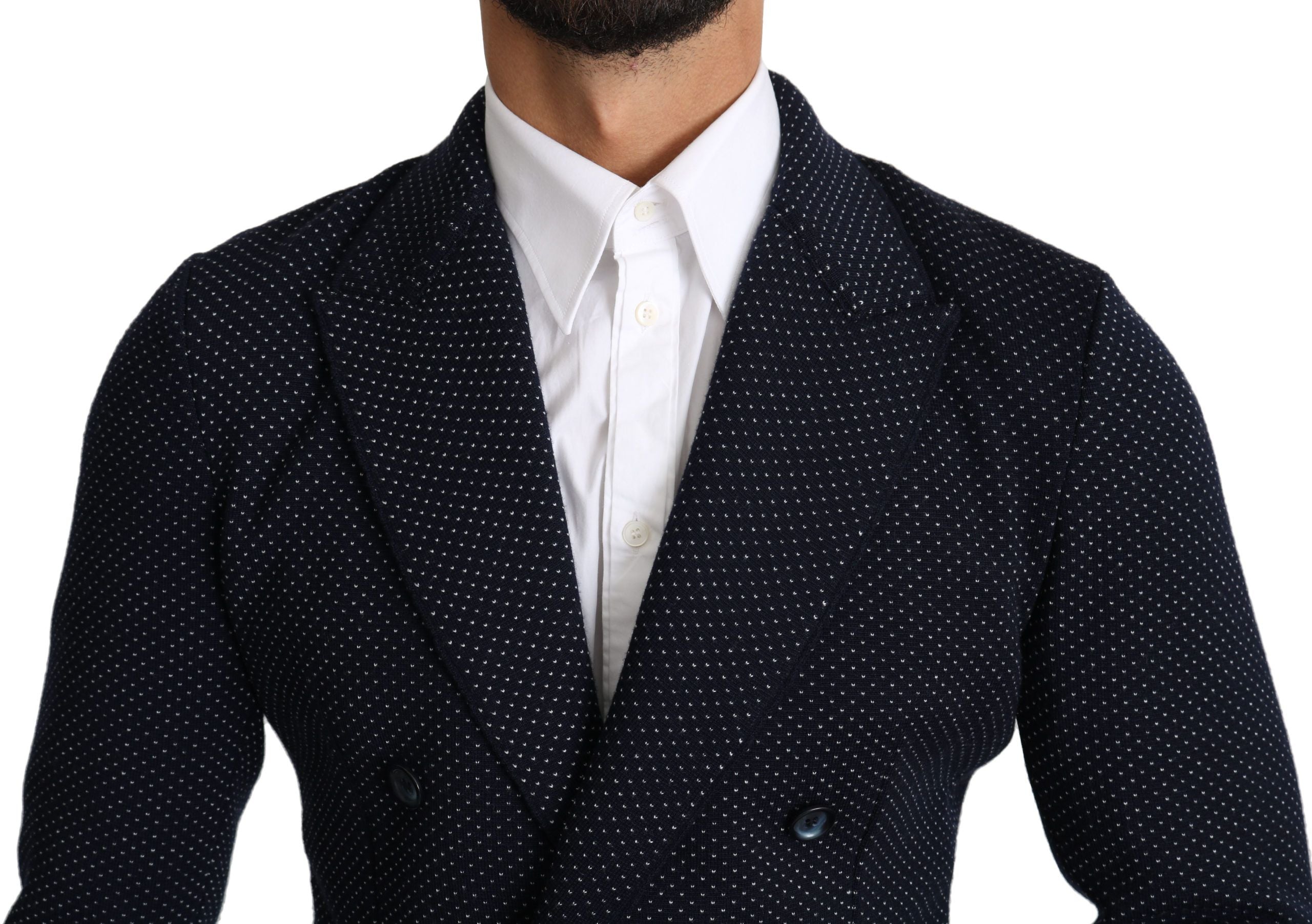 Dolce &amp; Gabbana Blazer slim à pois bleu foncé élégant