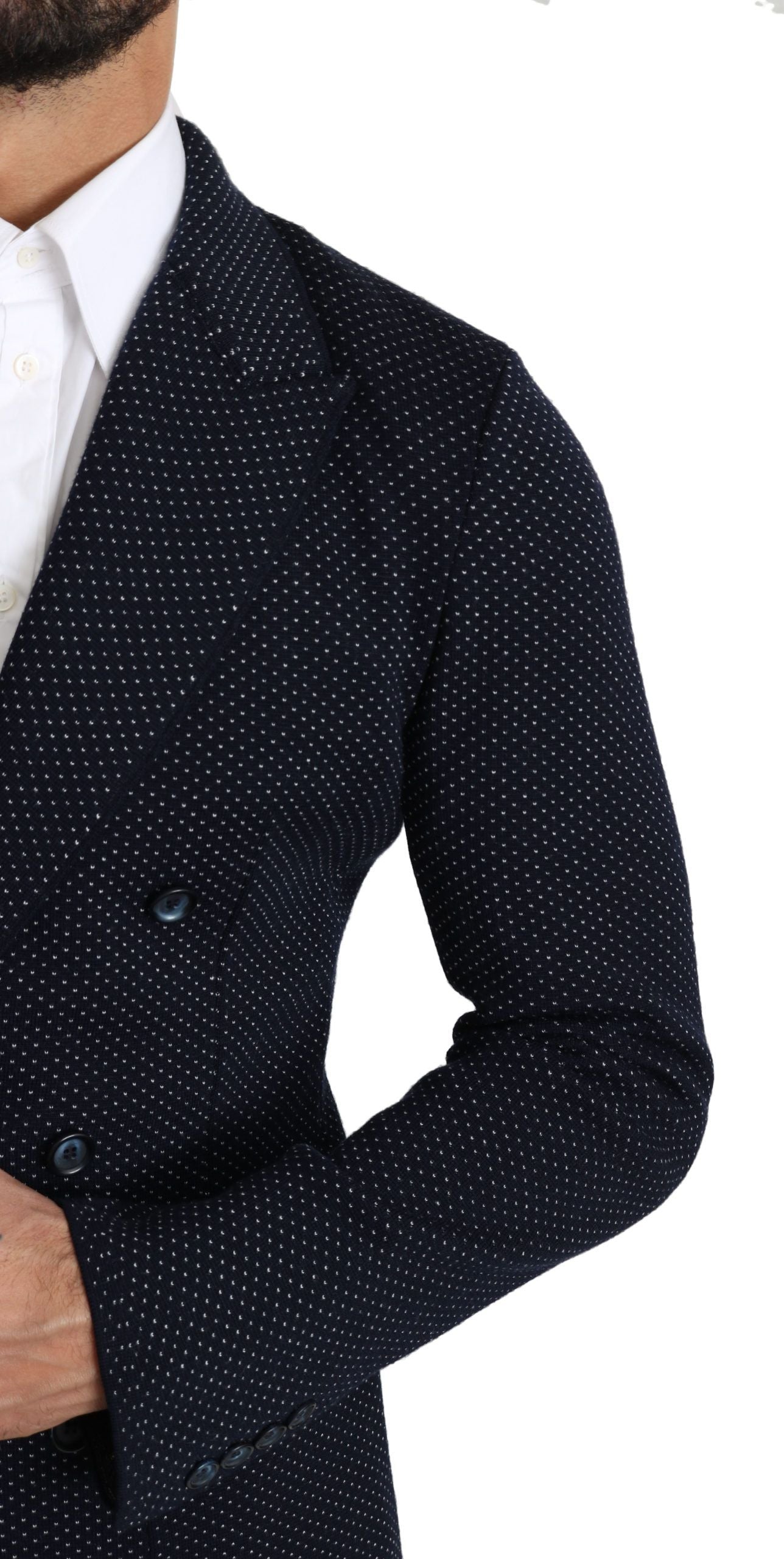 Dolce &amp; Gabbana Blazer slim à pois bleu foncé élégant