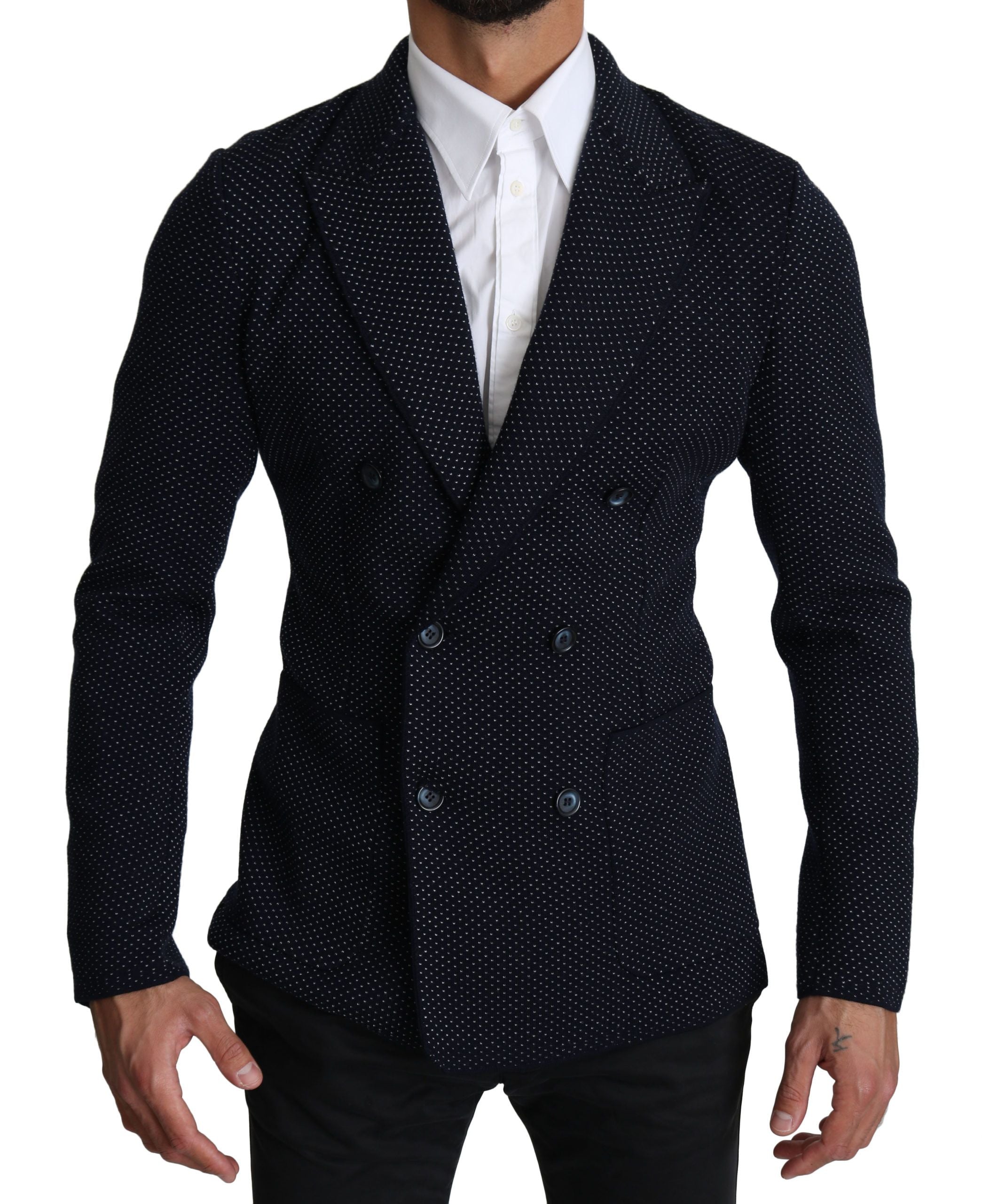 Dolce &amp; Gabbana Blazer slim à pois bleu foncé élégant