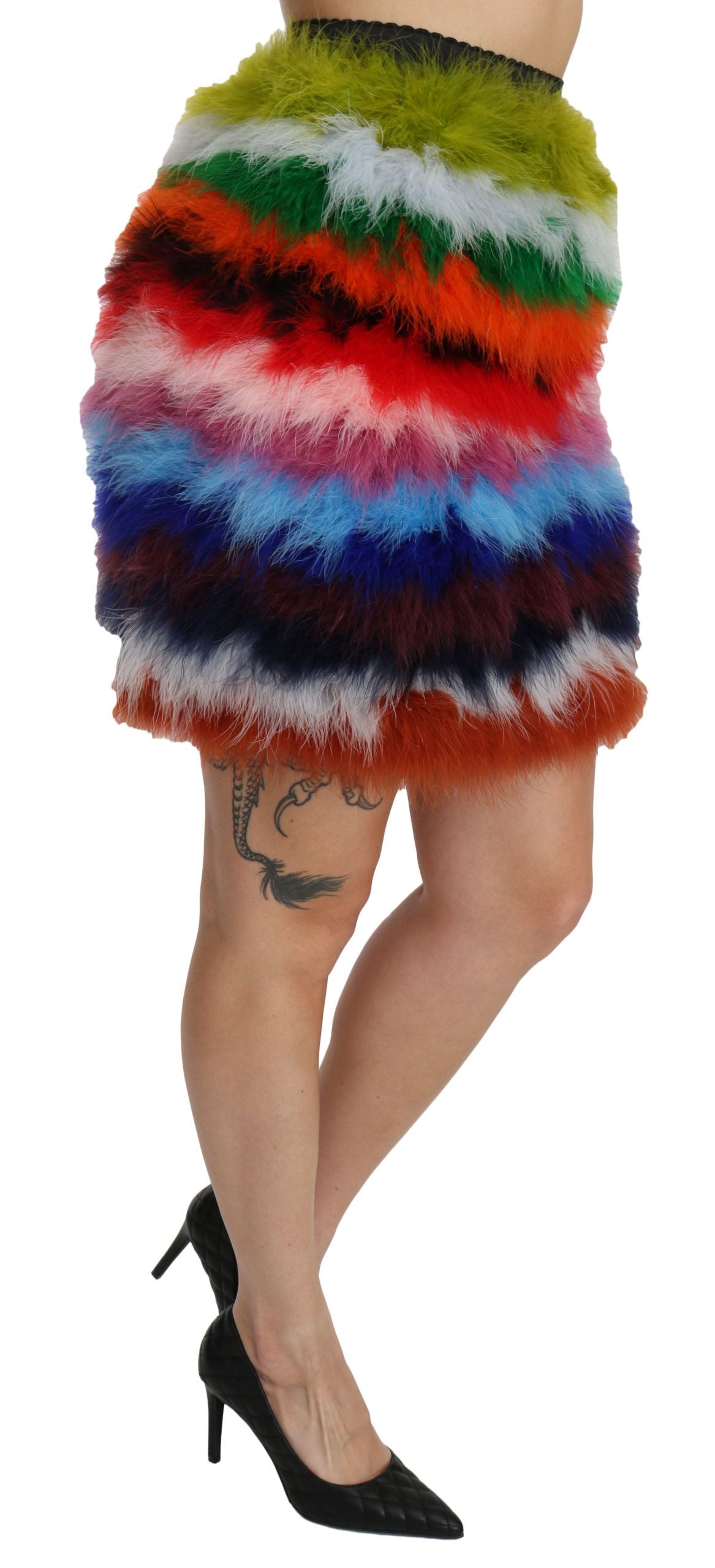 Dolce &amp; Gabbana Chic Jupe taille haute ornée de plumes