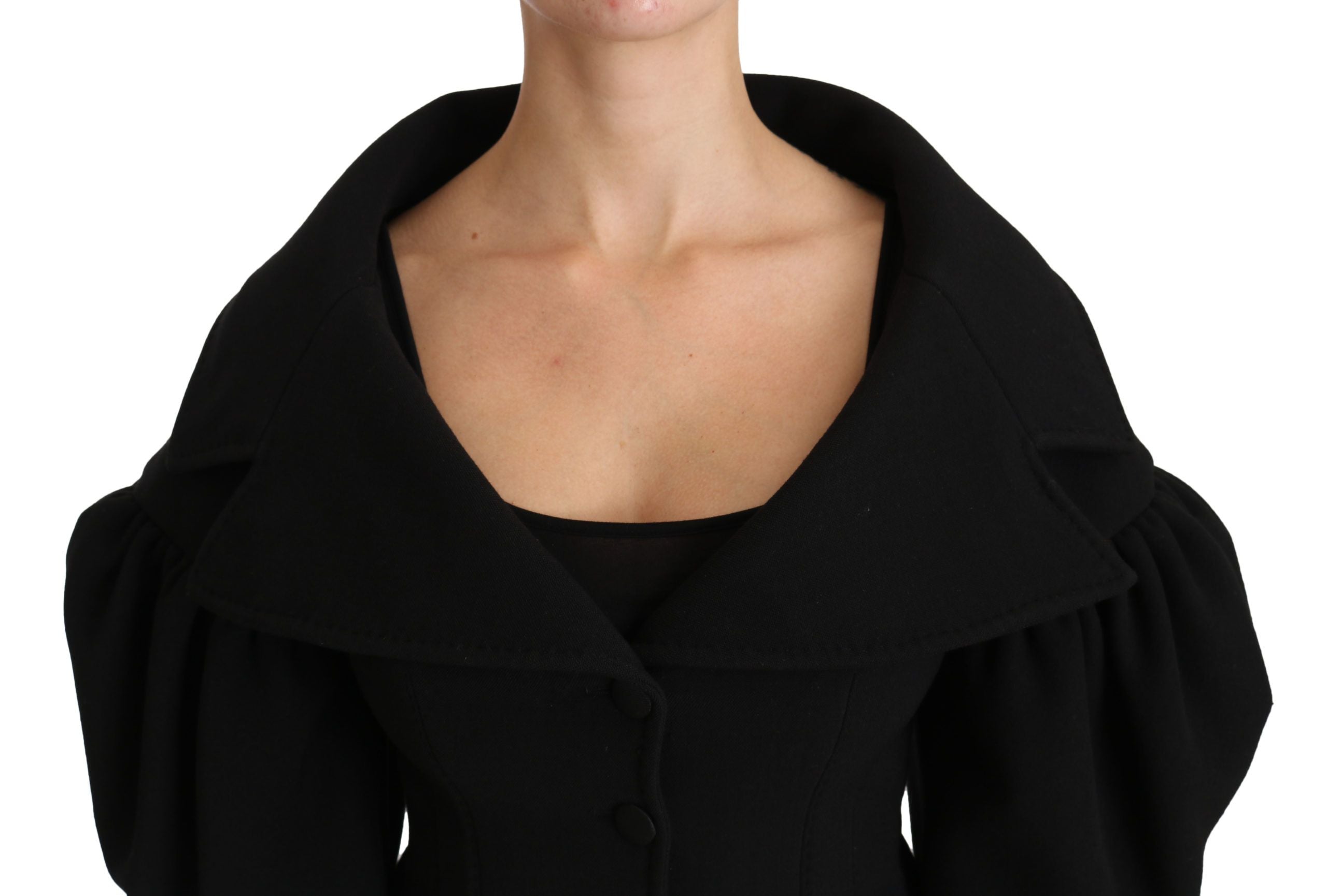 Dolce &amp; Gabbana Manteau élégant en laine vierge noire