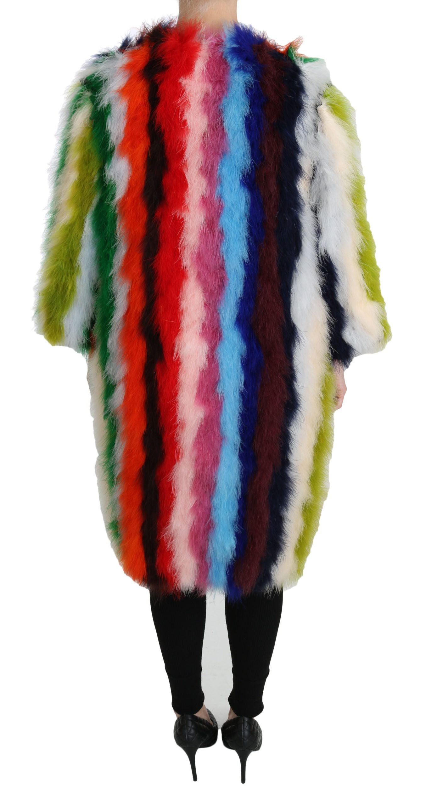 Dolce &amp; Gabbana Veste longue en plumes multicolores élégante