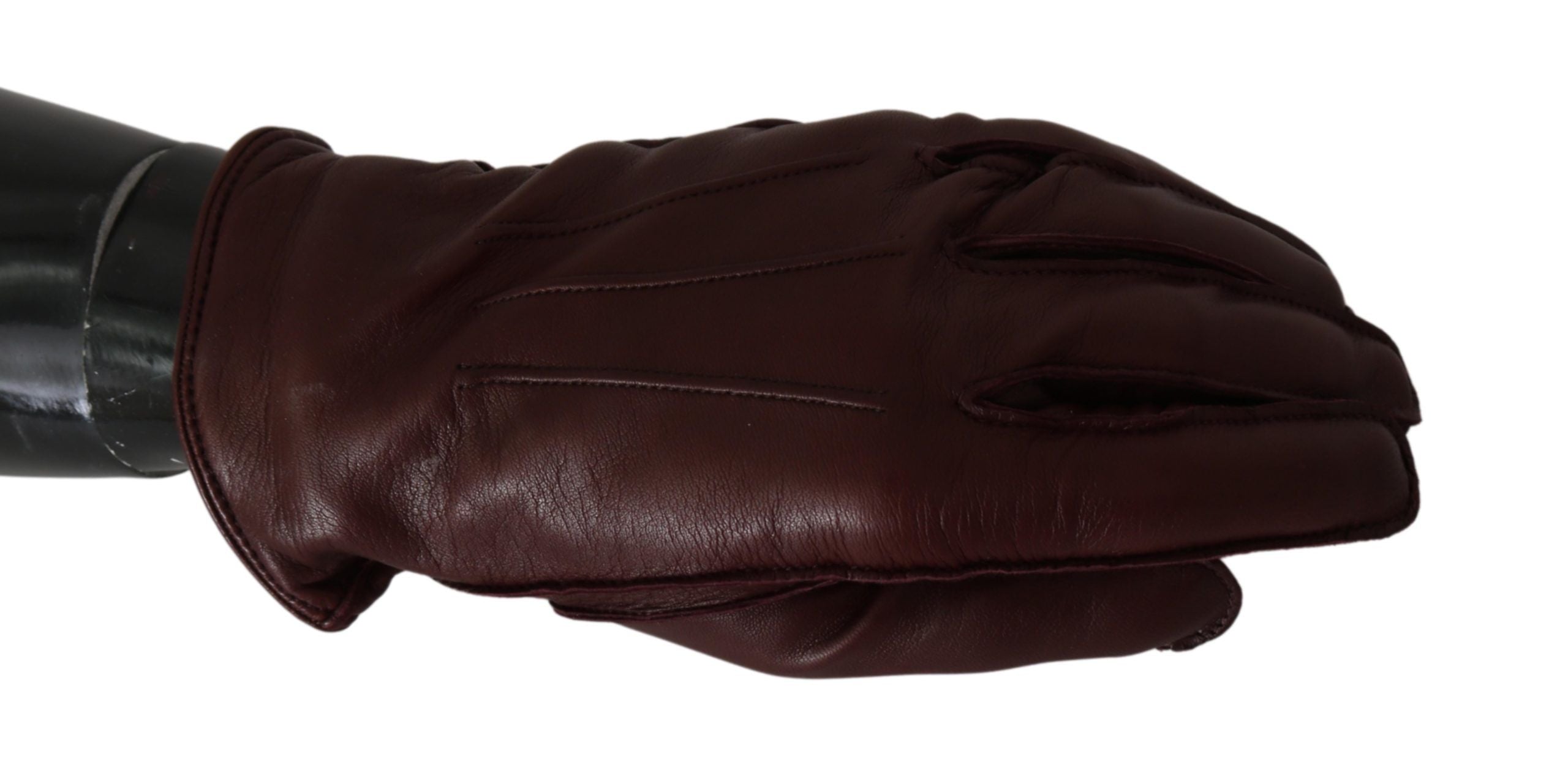 Dolce &amp; Gabbana Gants élégants en cuir d'agneau marron longueur poignet