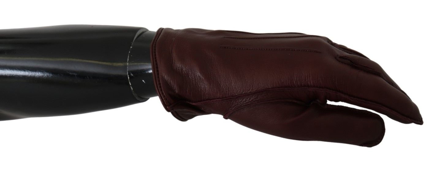 Dolce &amp; Gabbana Gants élégants en cuir d'agneau marron longueur poignet