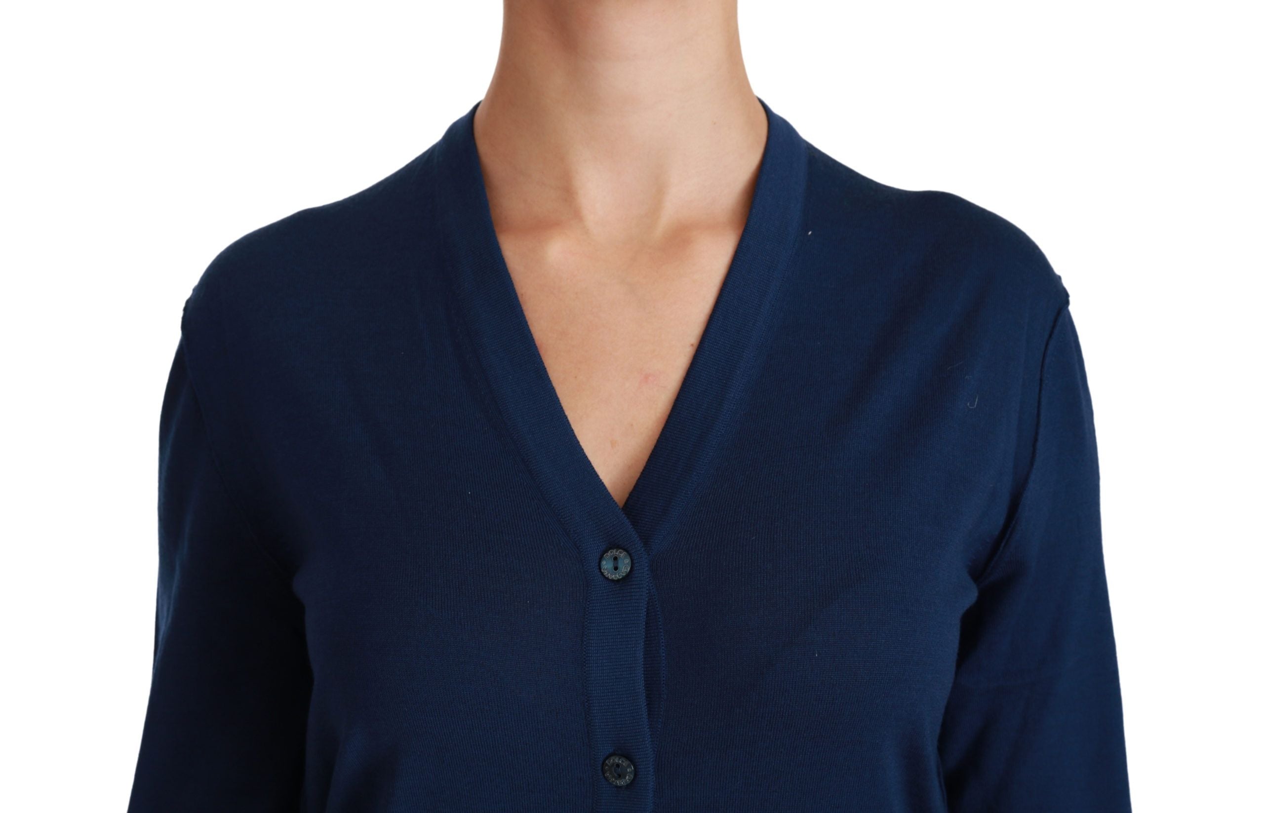 Dolce &amp; Gabbana Cardigan élégant en laine vierge bleue