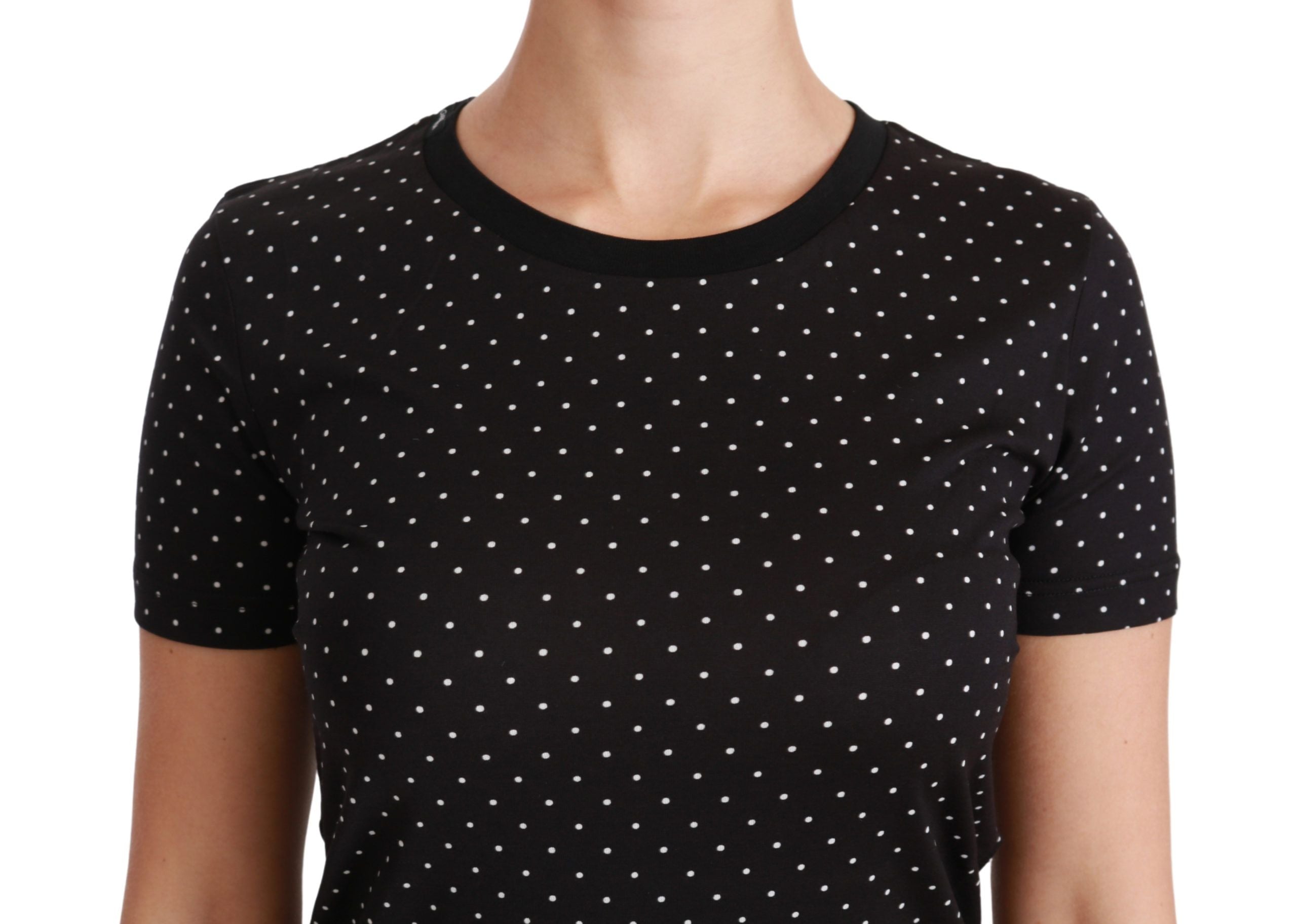 Dolce &amp; Gabbana Chic T-shirt en coton à col rond à pois noir