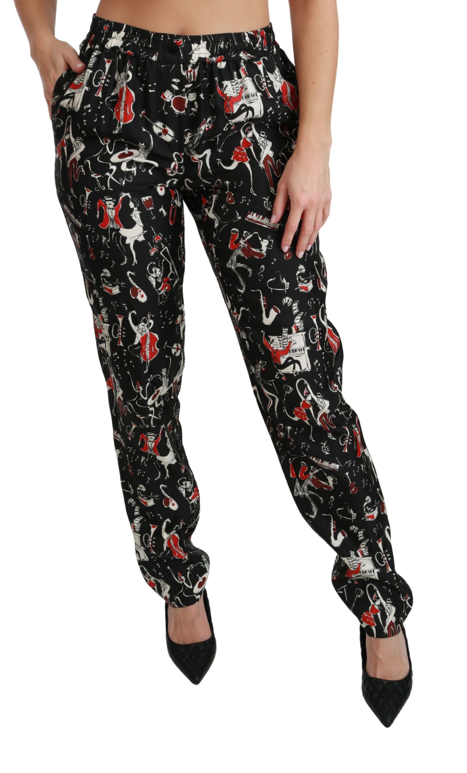 Dolce &amp; Gabbana Pantalon slim taille moyenne en soie élégante