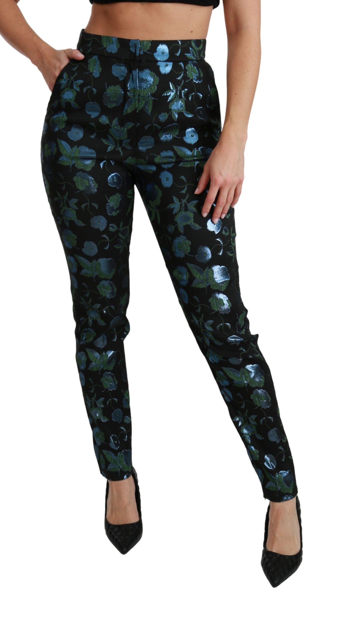 Dolce &amp; Gabbana Pantalon skinny taille haute à fleurs