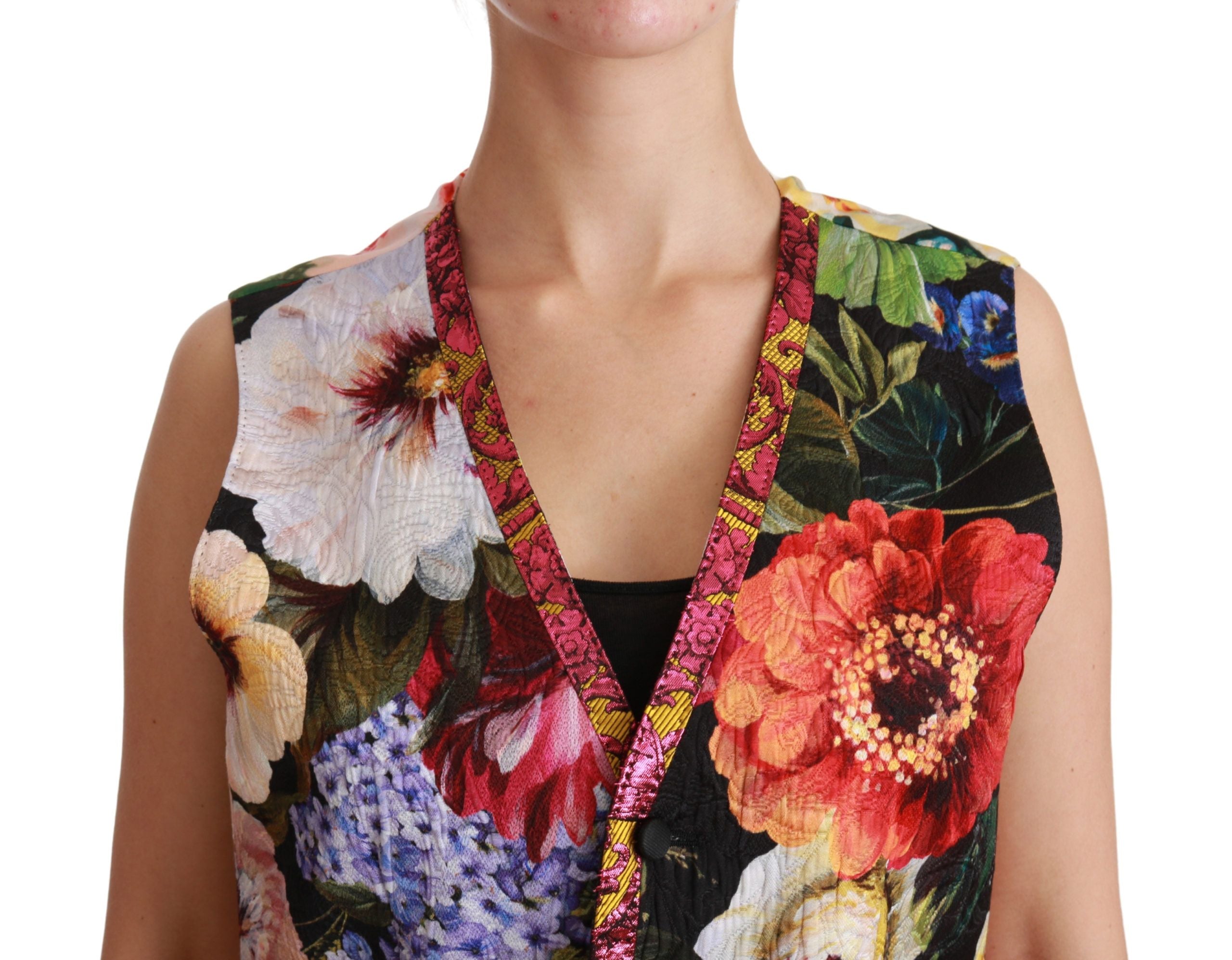 Dolce &amp; Gabbana Gilet sans manches à fleurs en brocart multicolore