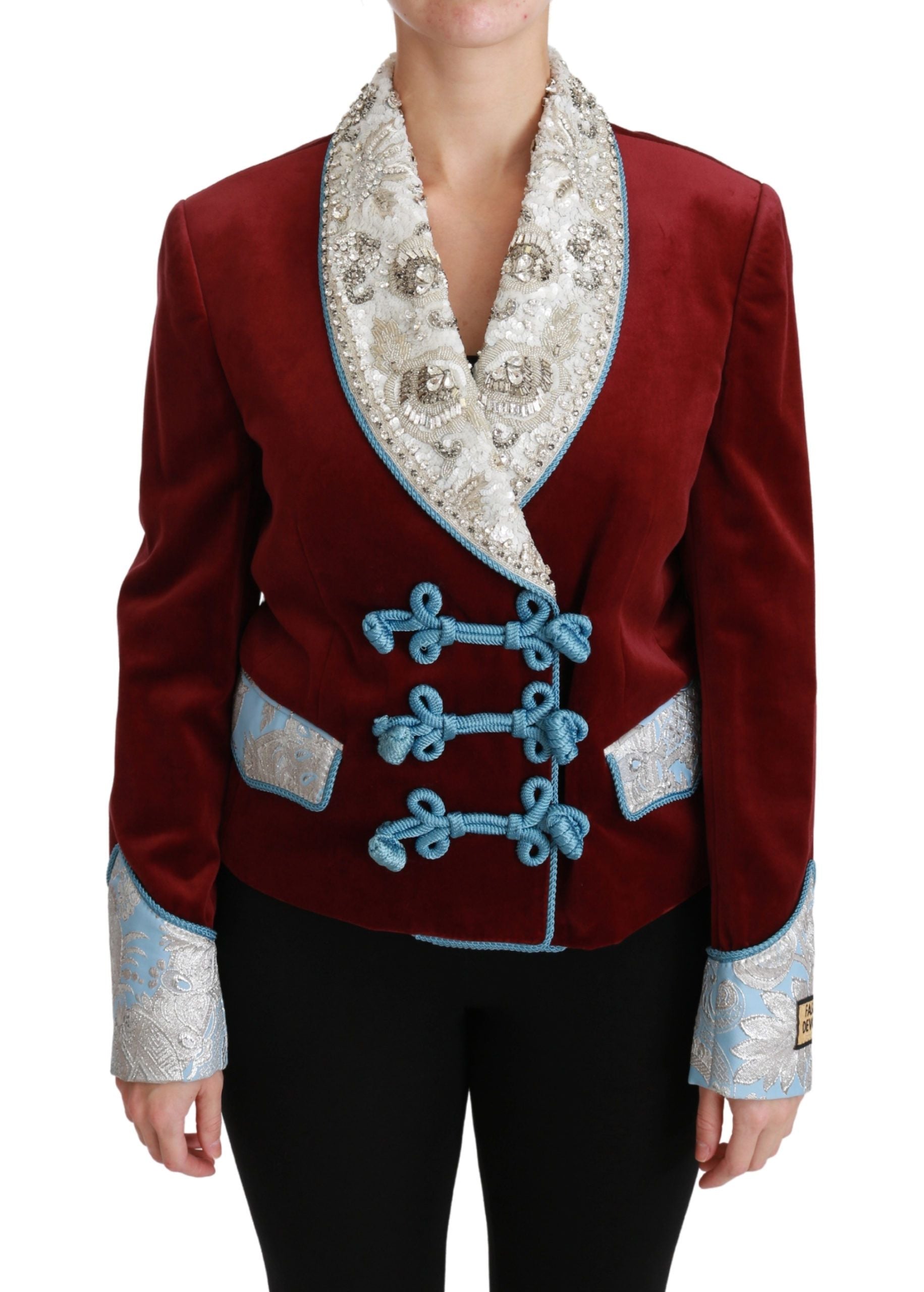 Dolce &amp; Gabbana Blazer opulent rouge à détails baroques