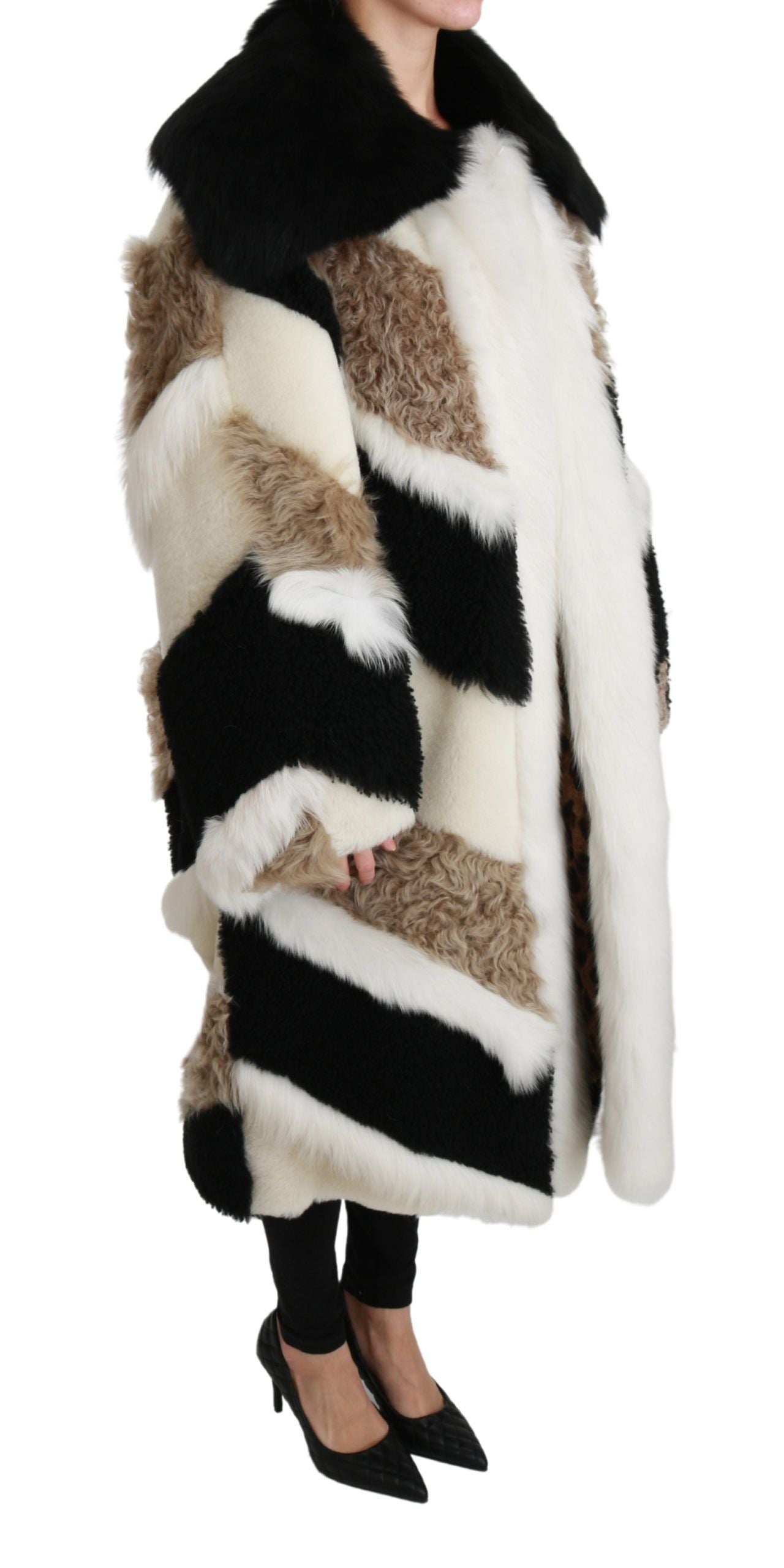 Dolce &amp; Gabbana Manteau cape en peau de mouton multicolore élégant