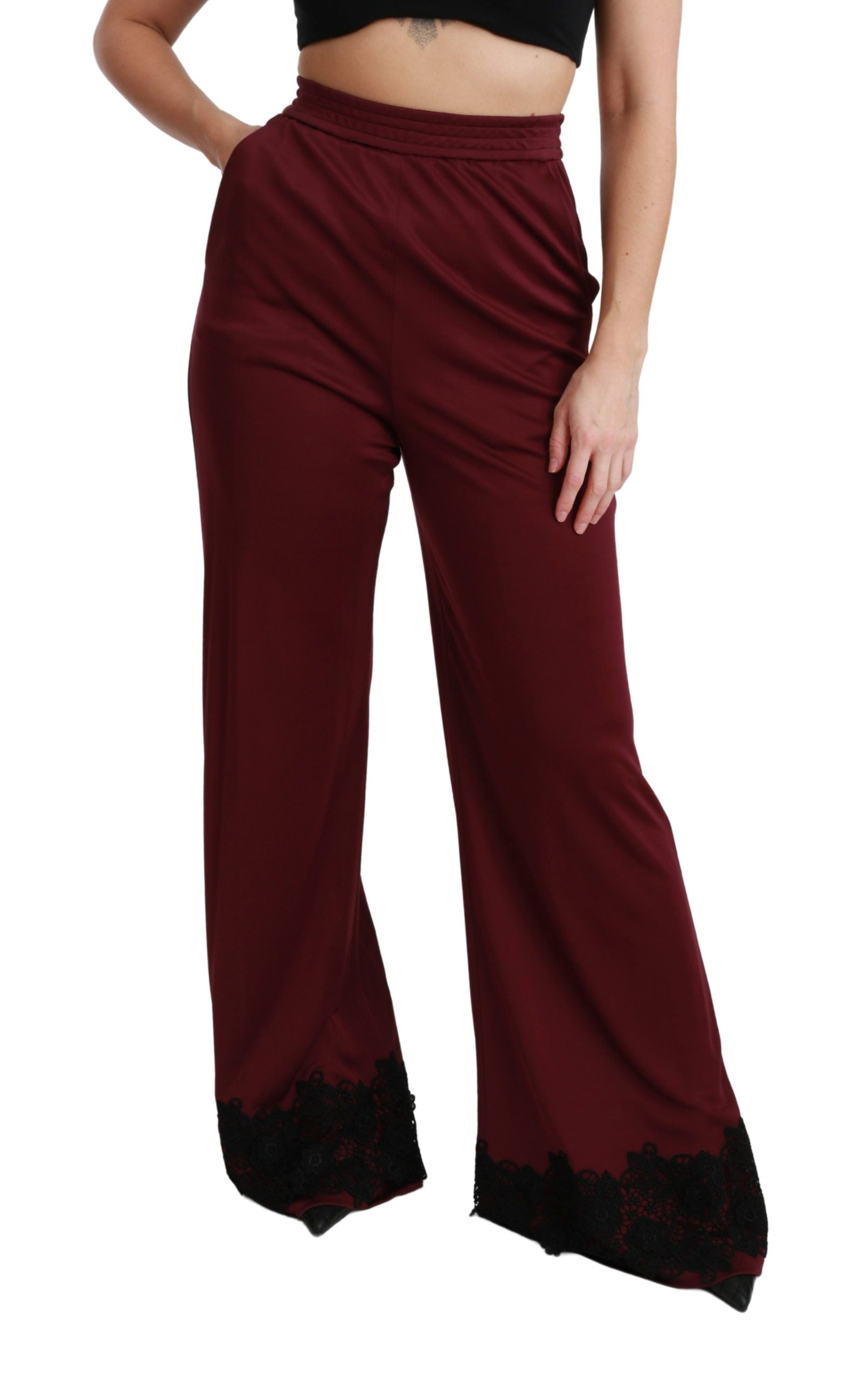 Dolce &amp; Gabbana Pantalon large taille haute marron élégant