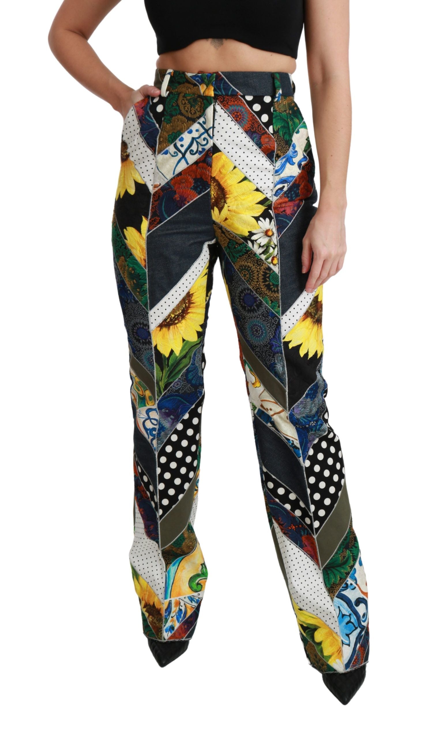 Dolce &amp; Gabbana Pantalon droit multicolore taille haute élégant