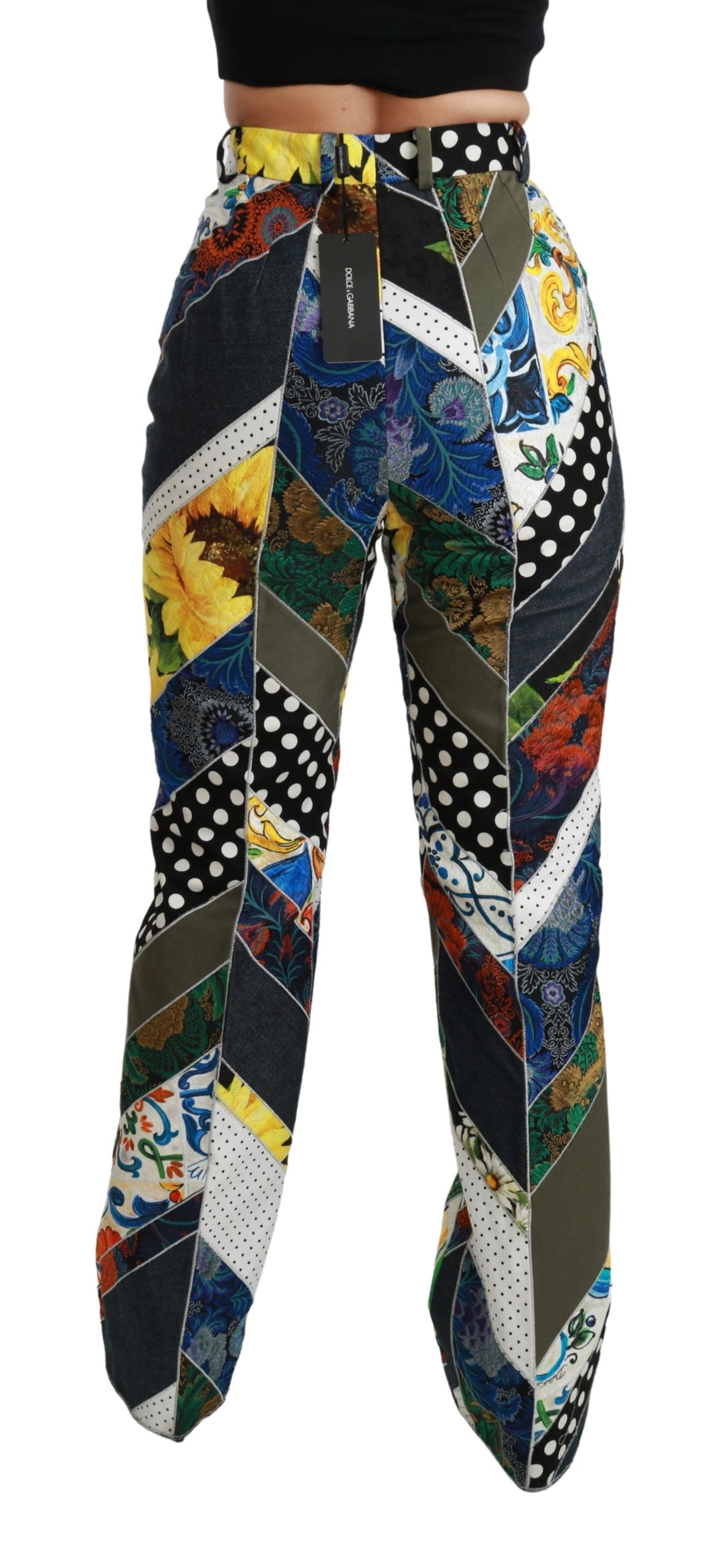 Dolce &amp; Gabbana Pantalon droit multicolore taille haute élégant