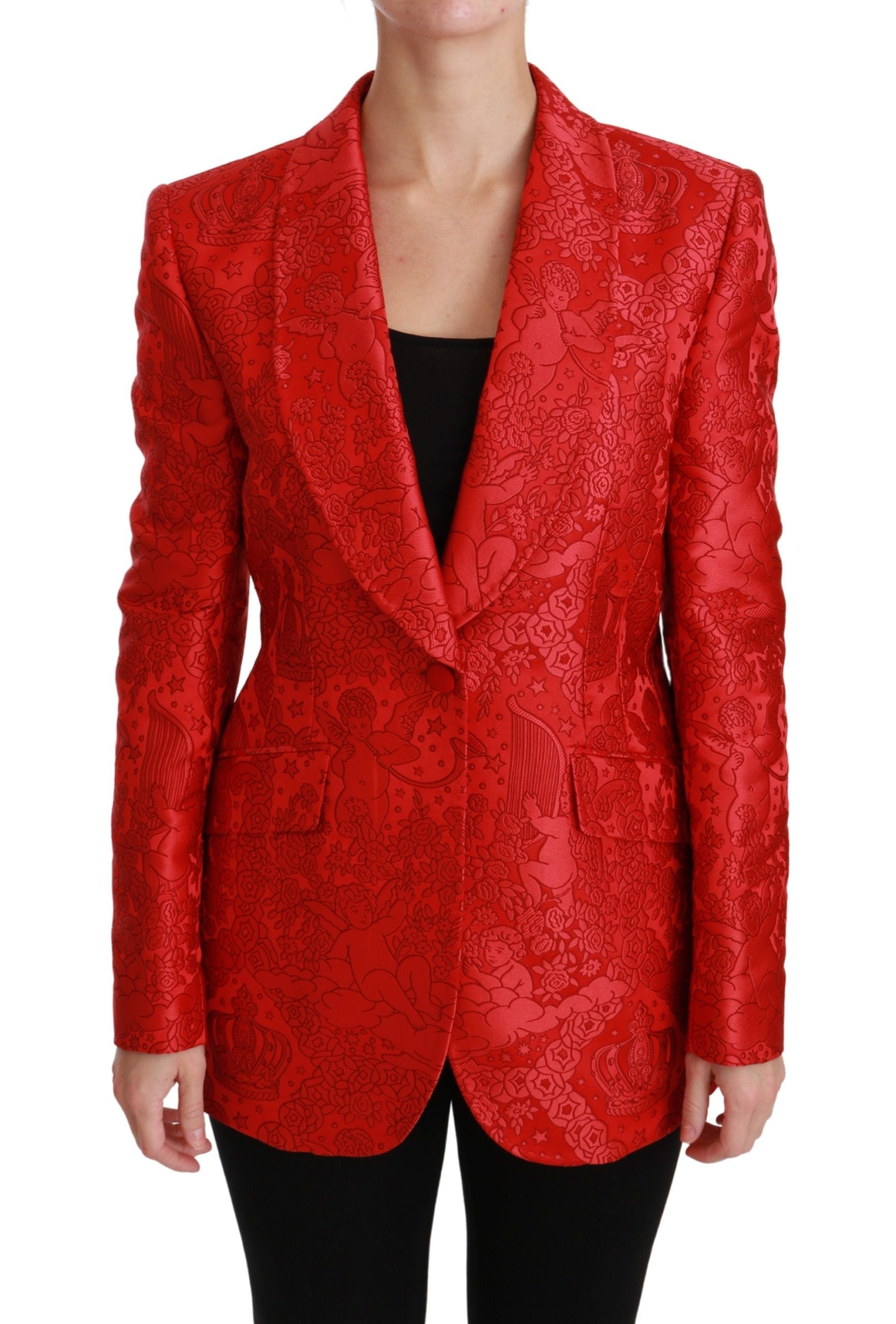 Dolce &amp; Gabbana Blazer rouge à motif d'ange floral