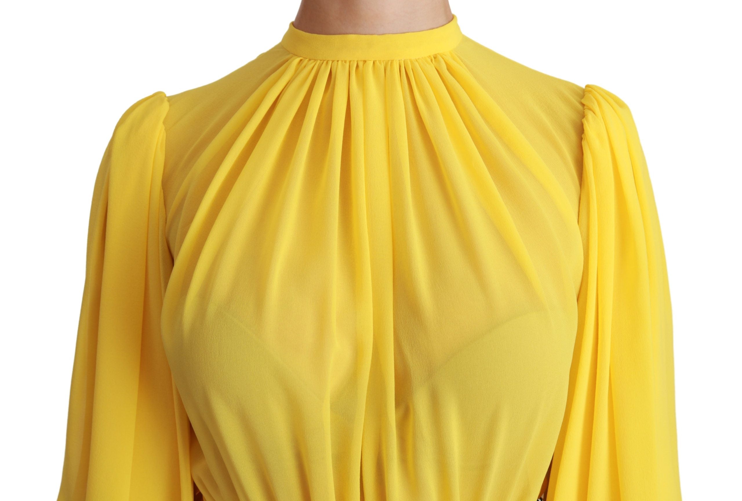 Dolce &amp; Gabbana Mini-robe trapèze plissée en soie en jaune soleil