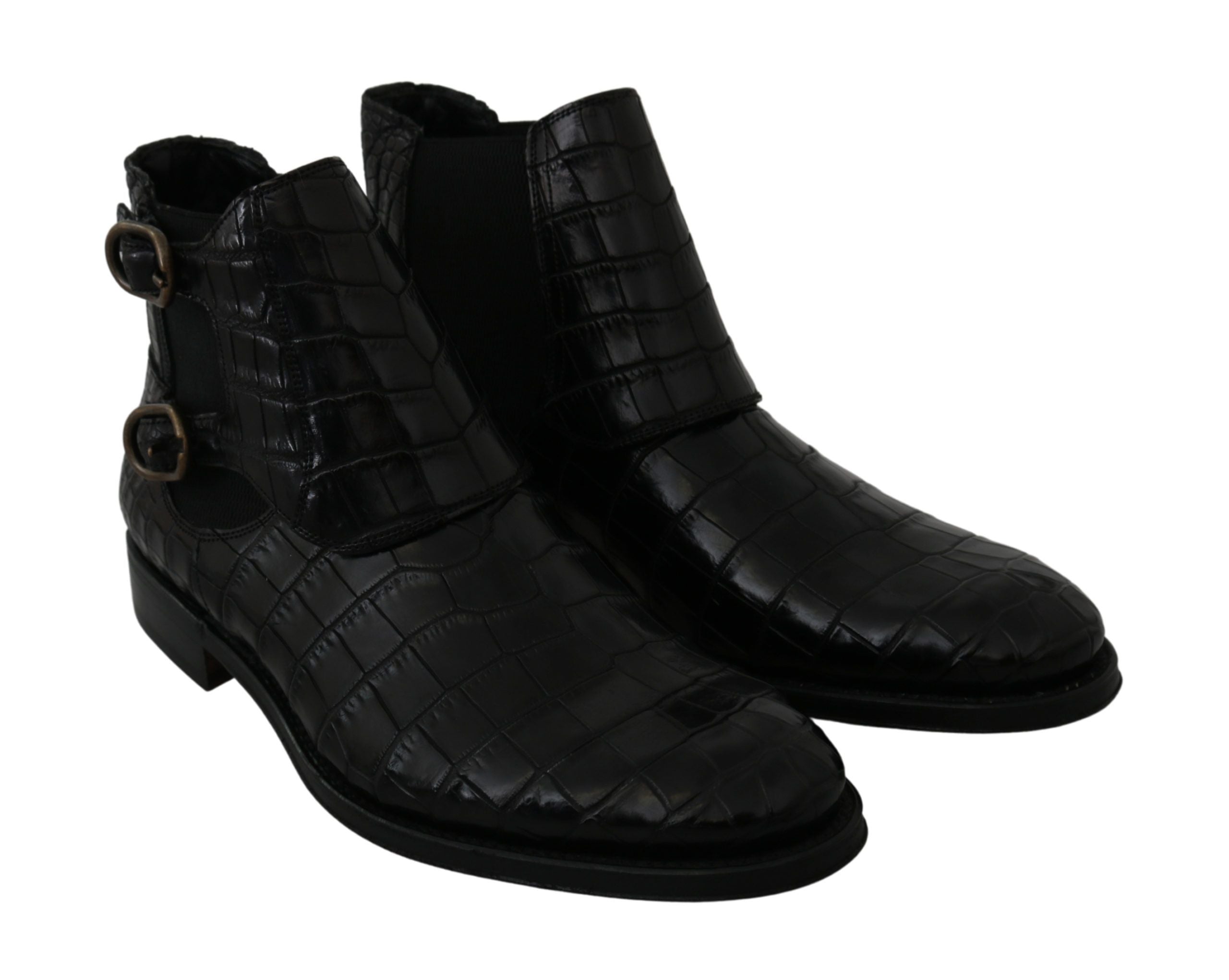 Dolce &amp; Gabbana Élégantes bottes Derby Brogue en cuir exotique