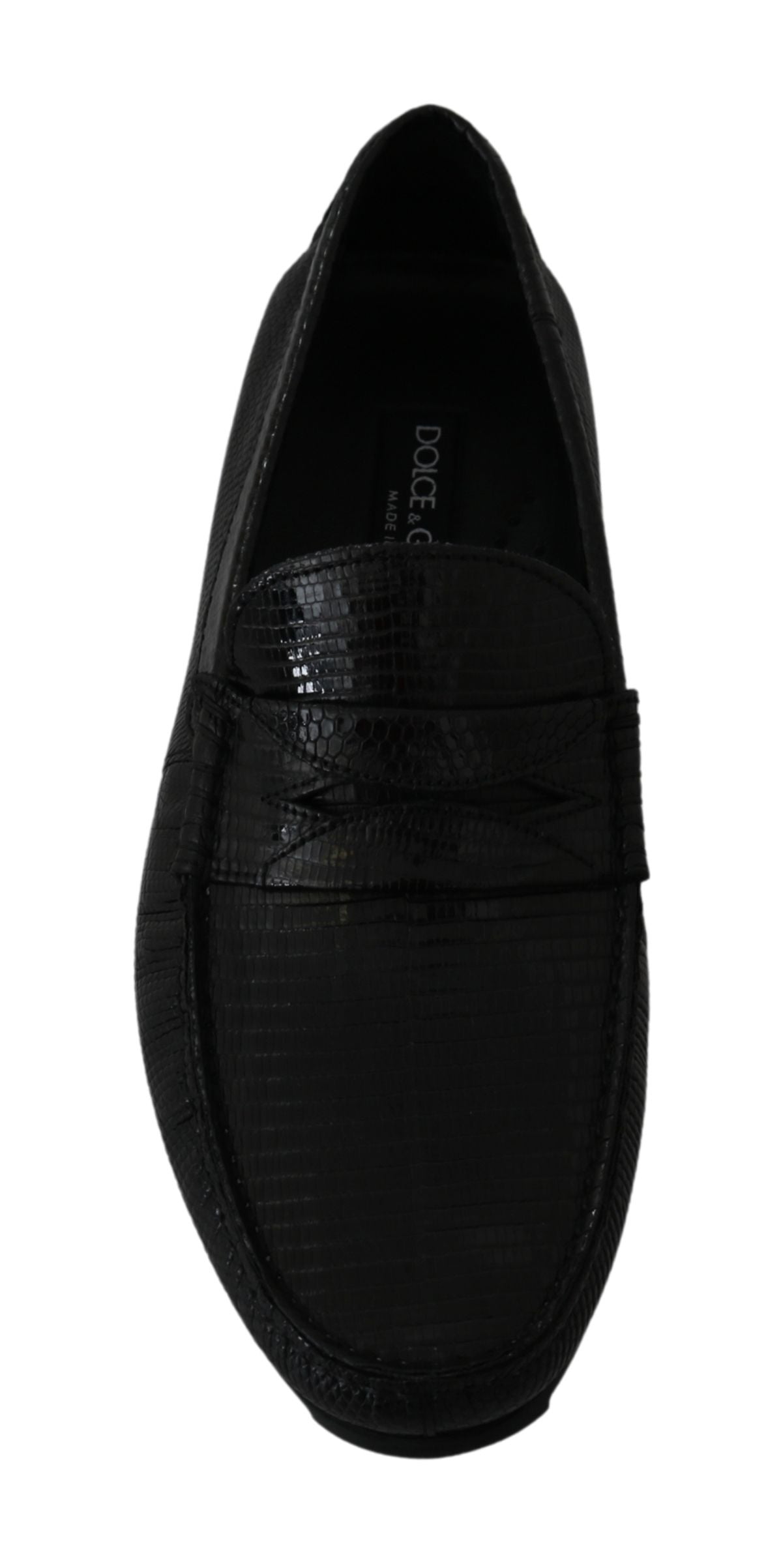 Dolce &amp; Gabbana Mocassins en cuir de lézard noir exquis