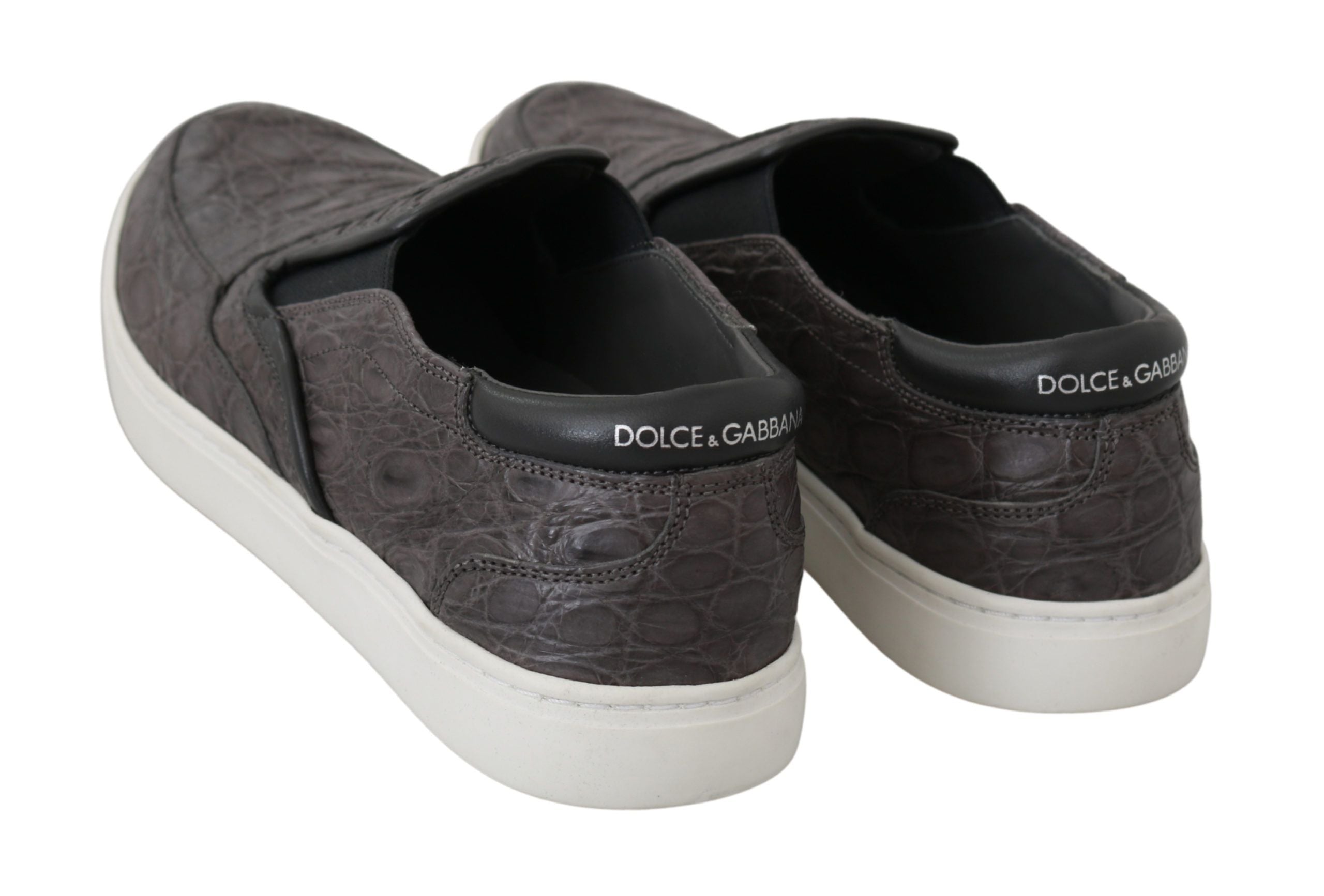 Dolce &amp; Gabbana Mocassins élégants en cuir gris Caiman