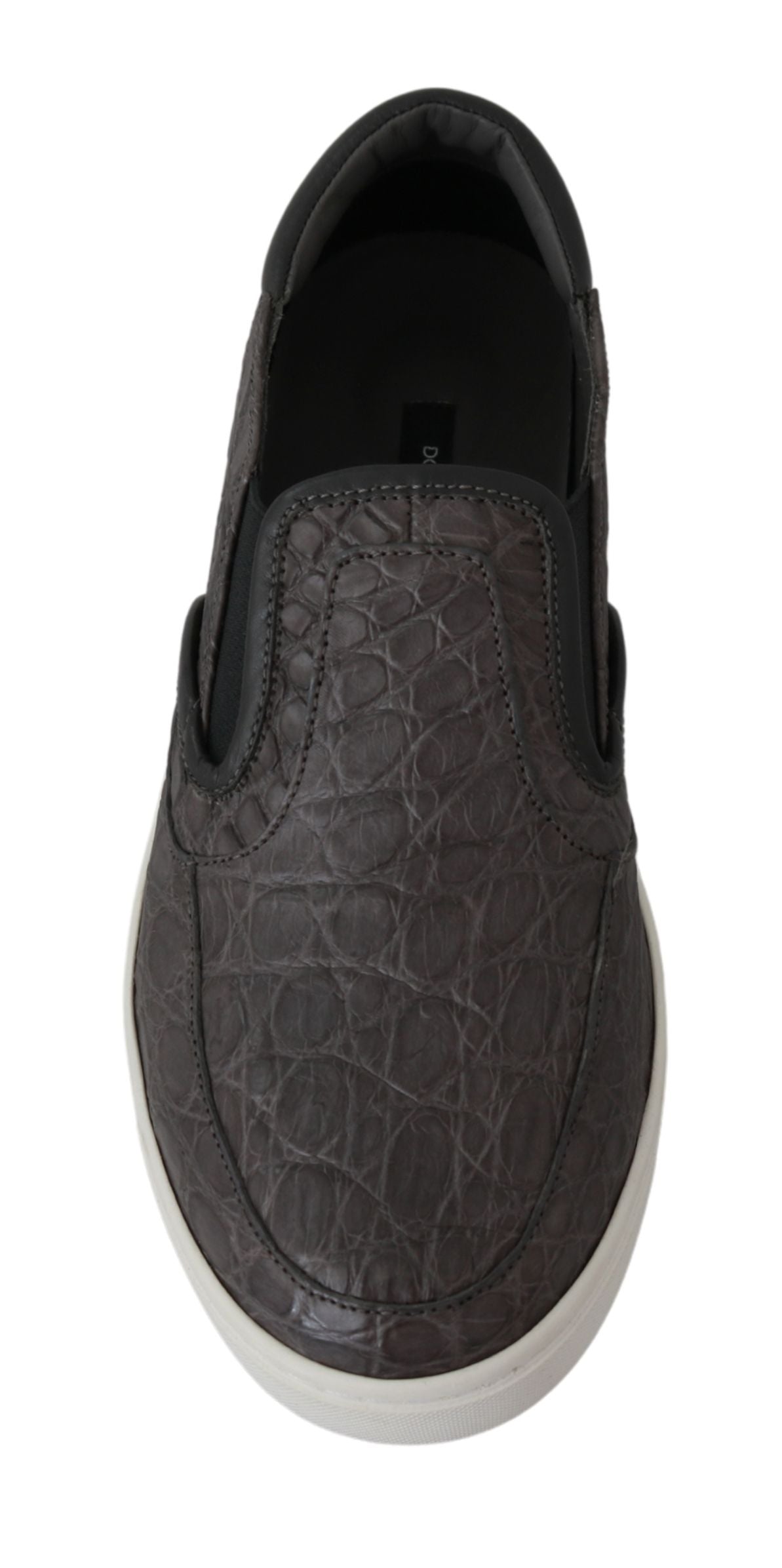 Dolce &amp; Gabbana Mocassins élégants en cuir gris Caiman