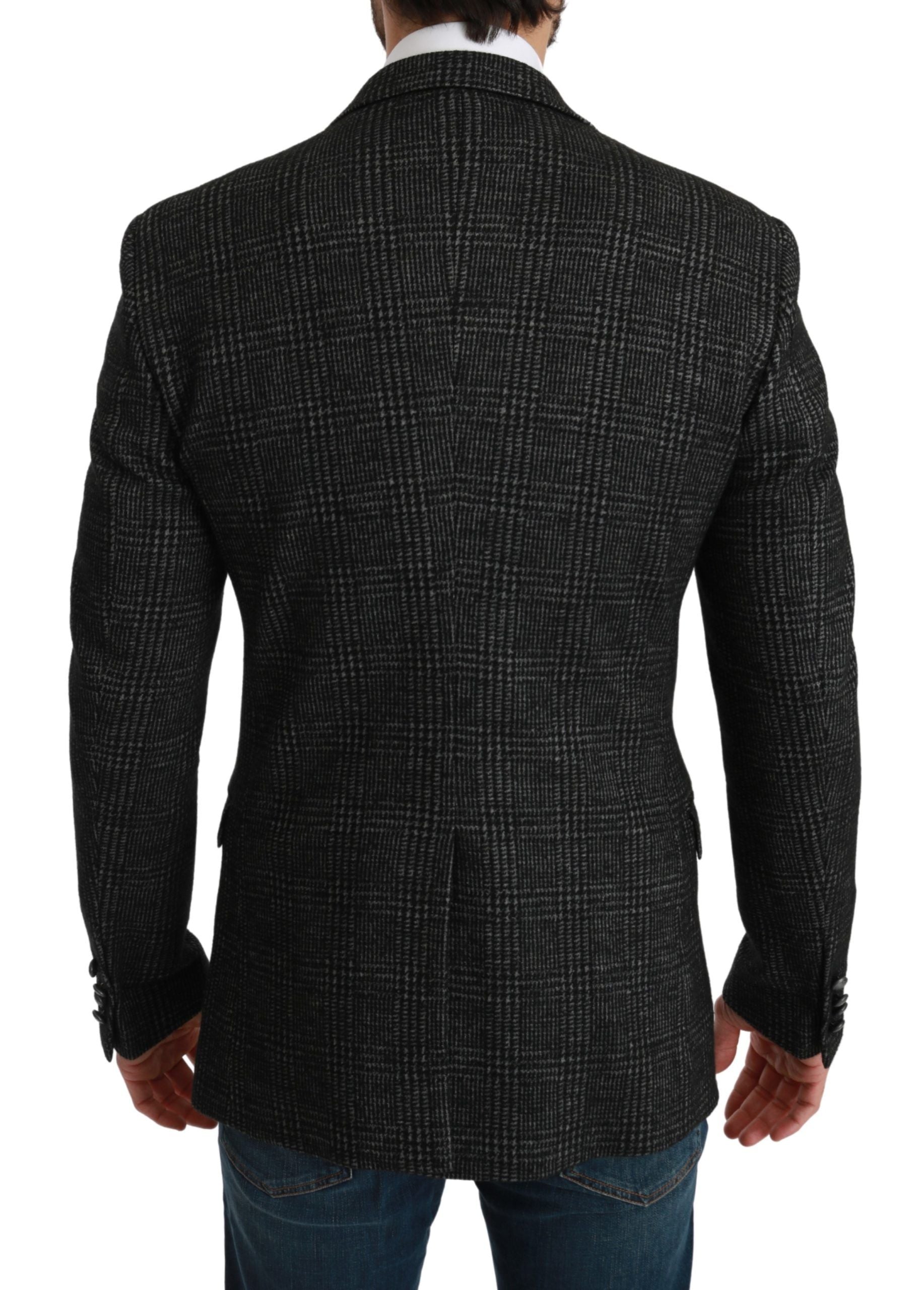 Dolce &amp; Gabbana Blazer coupe slim à carreaux gris élégant