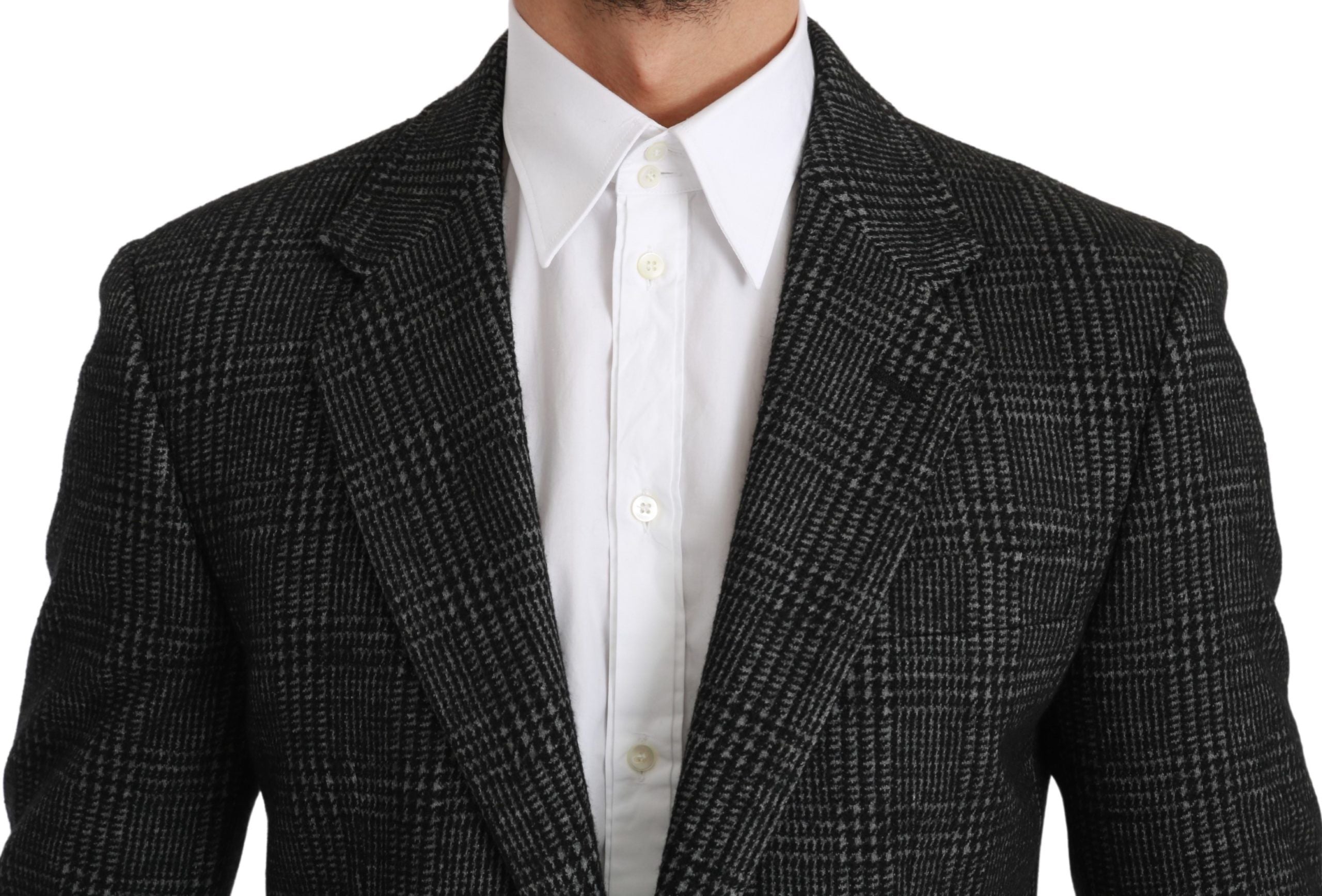 Dolce &amp; Gabbana Blazer coupe slim à carreaux gris élégant