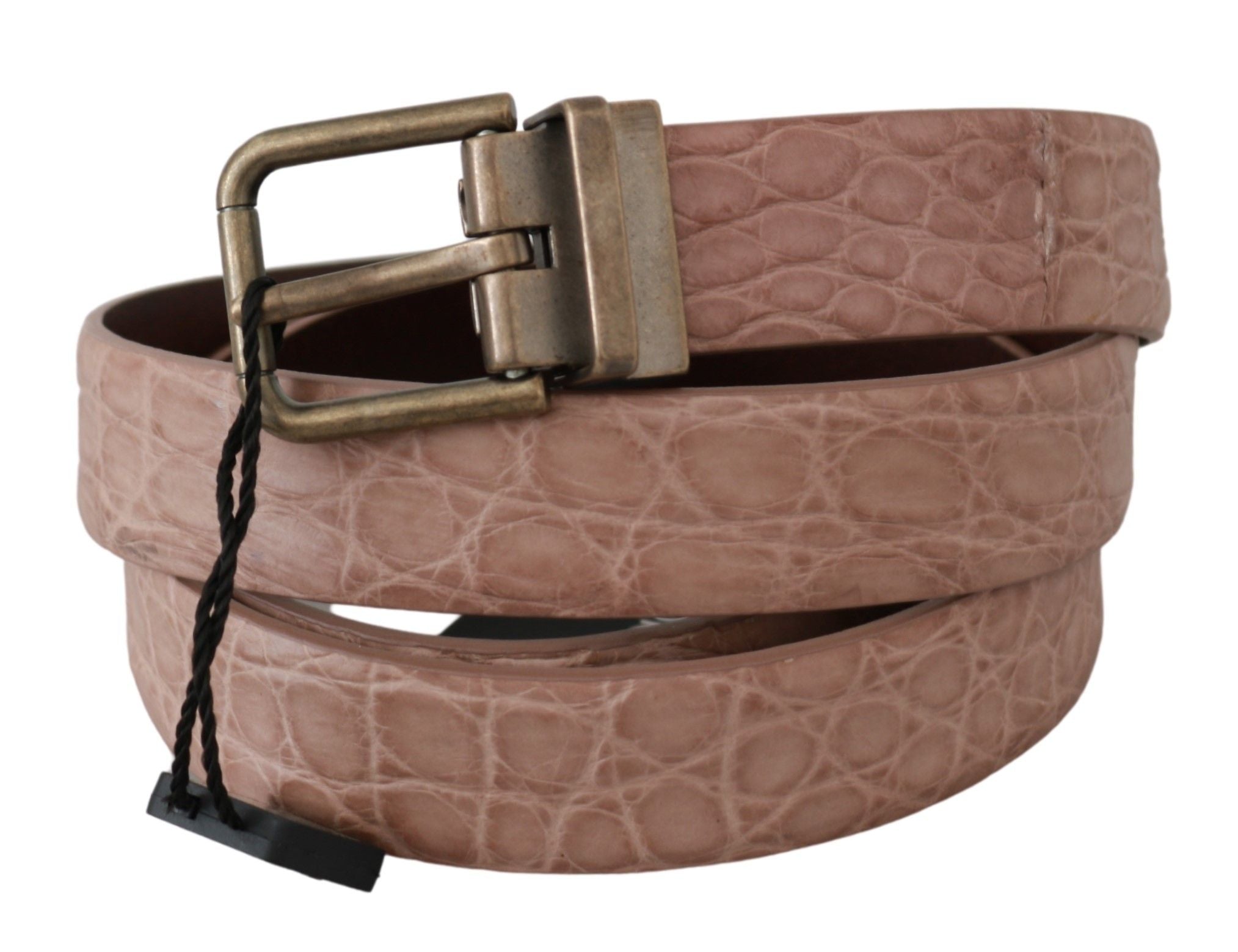 Dolce &amp; Gabbana Ceinture à boucle en or brossé élégante en peau exotique