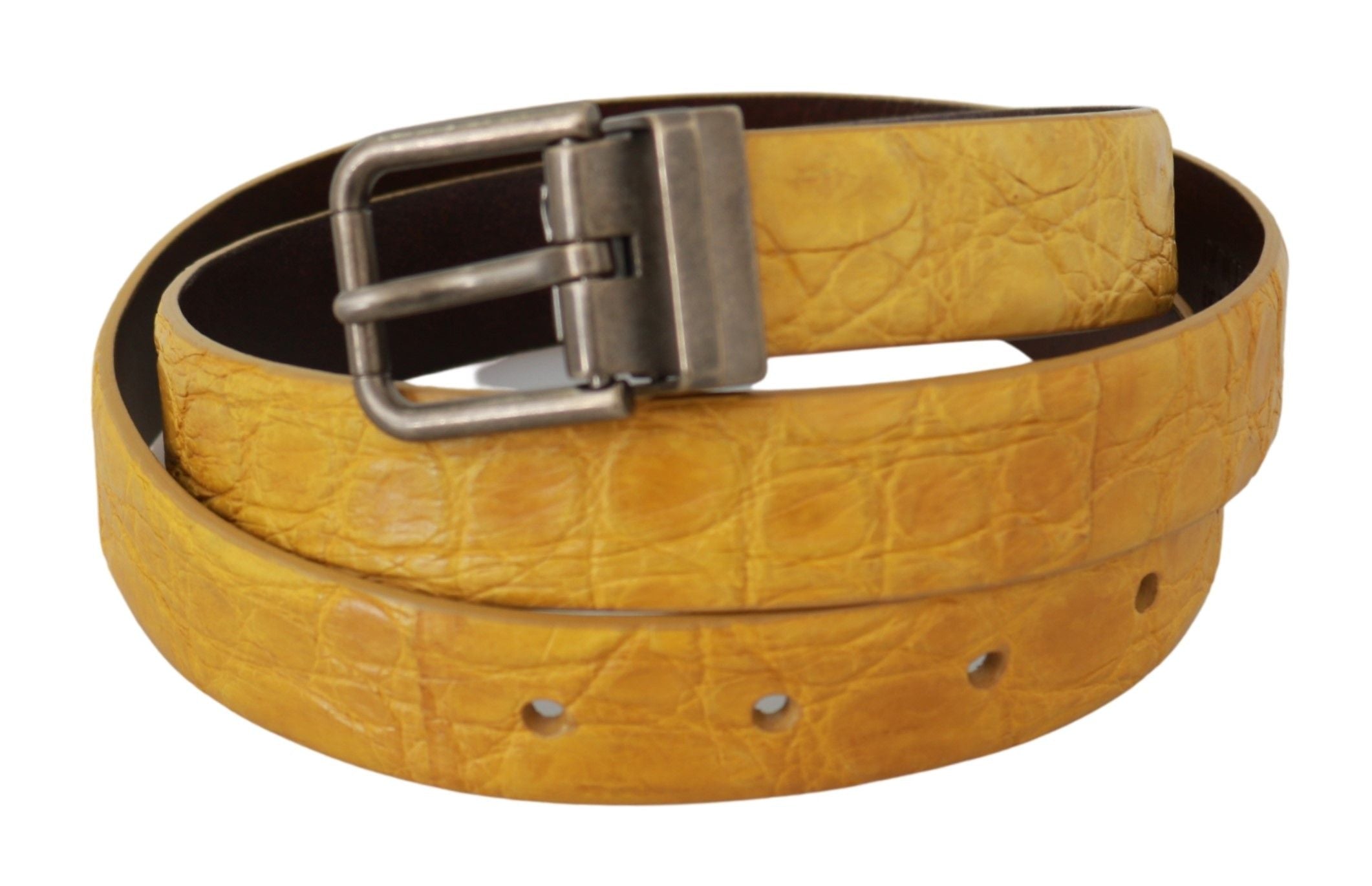 Dolce &amp; Gabbana Ceinture en cuir à motif animal jaune exotique