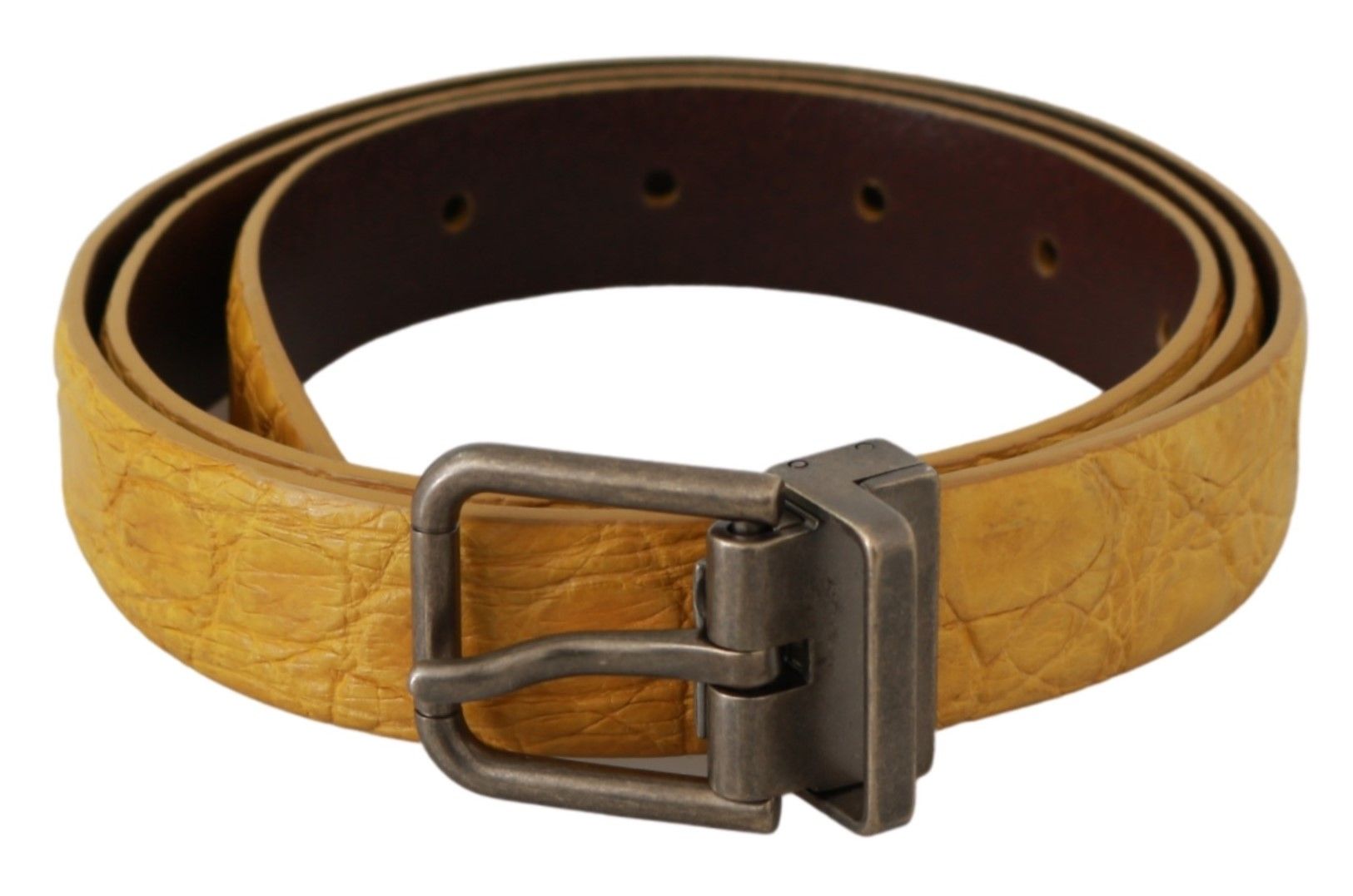 Dolce &amp; Gabbana Ceinture en cuir à motif animal jaune exotique