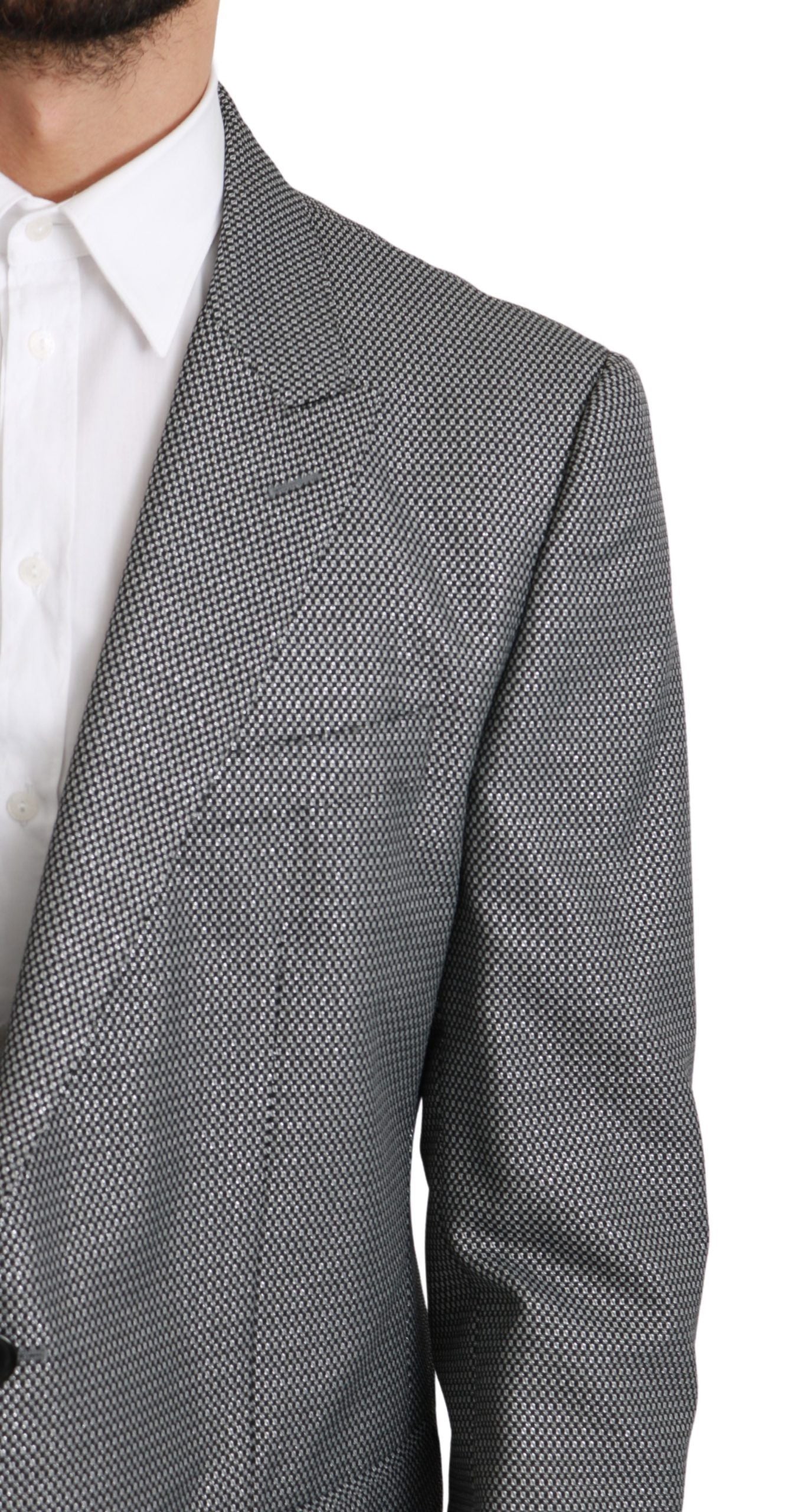 Dolce &amp; Gabbana Blazer coupe slim élégant à motif fantaisie gris